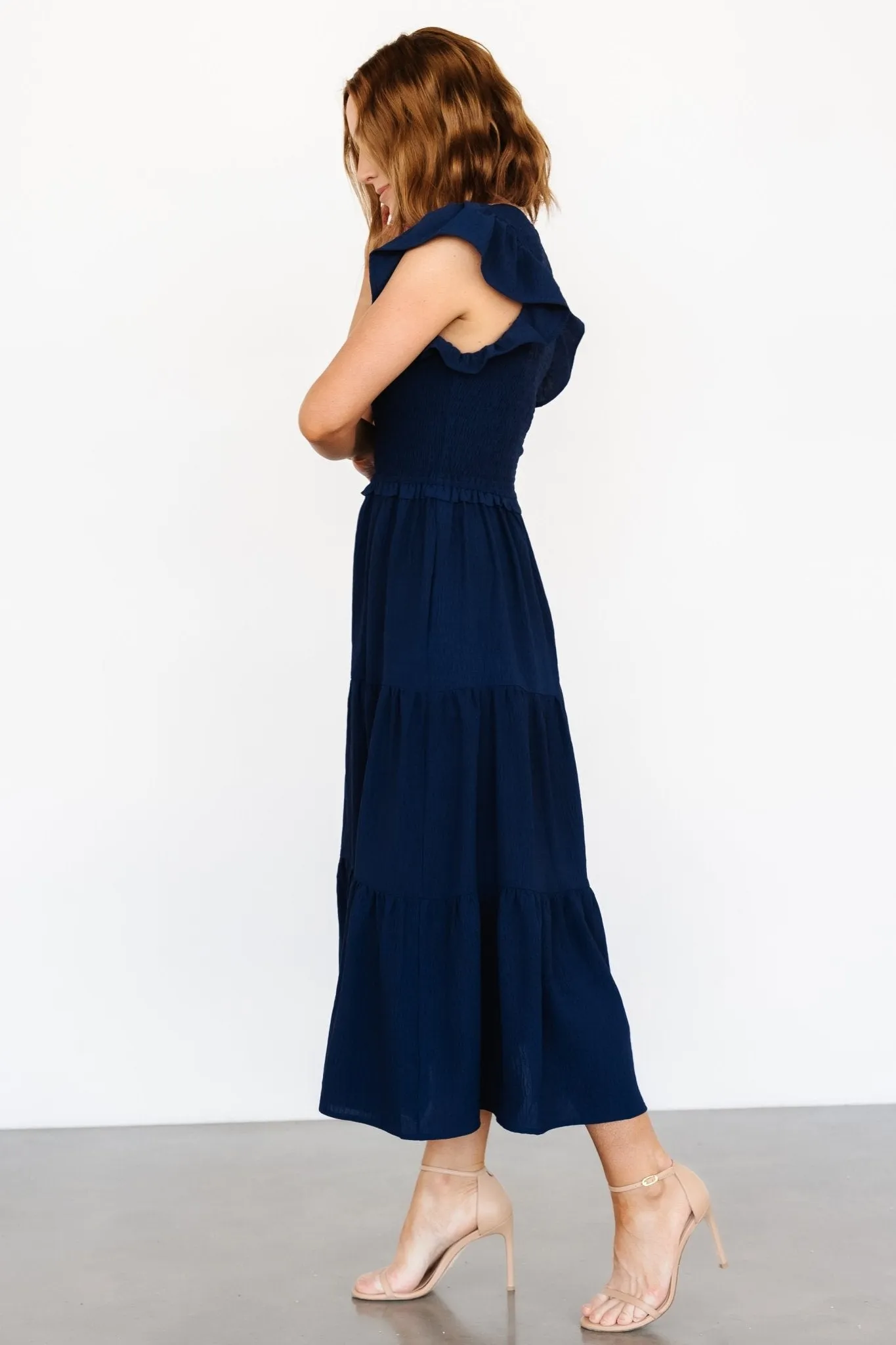 Afton Smocked Tiered Dress | Navy sold by Baltic Born product image thumbnail 3