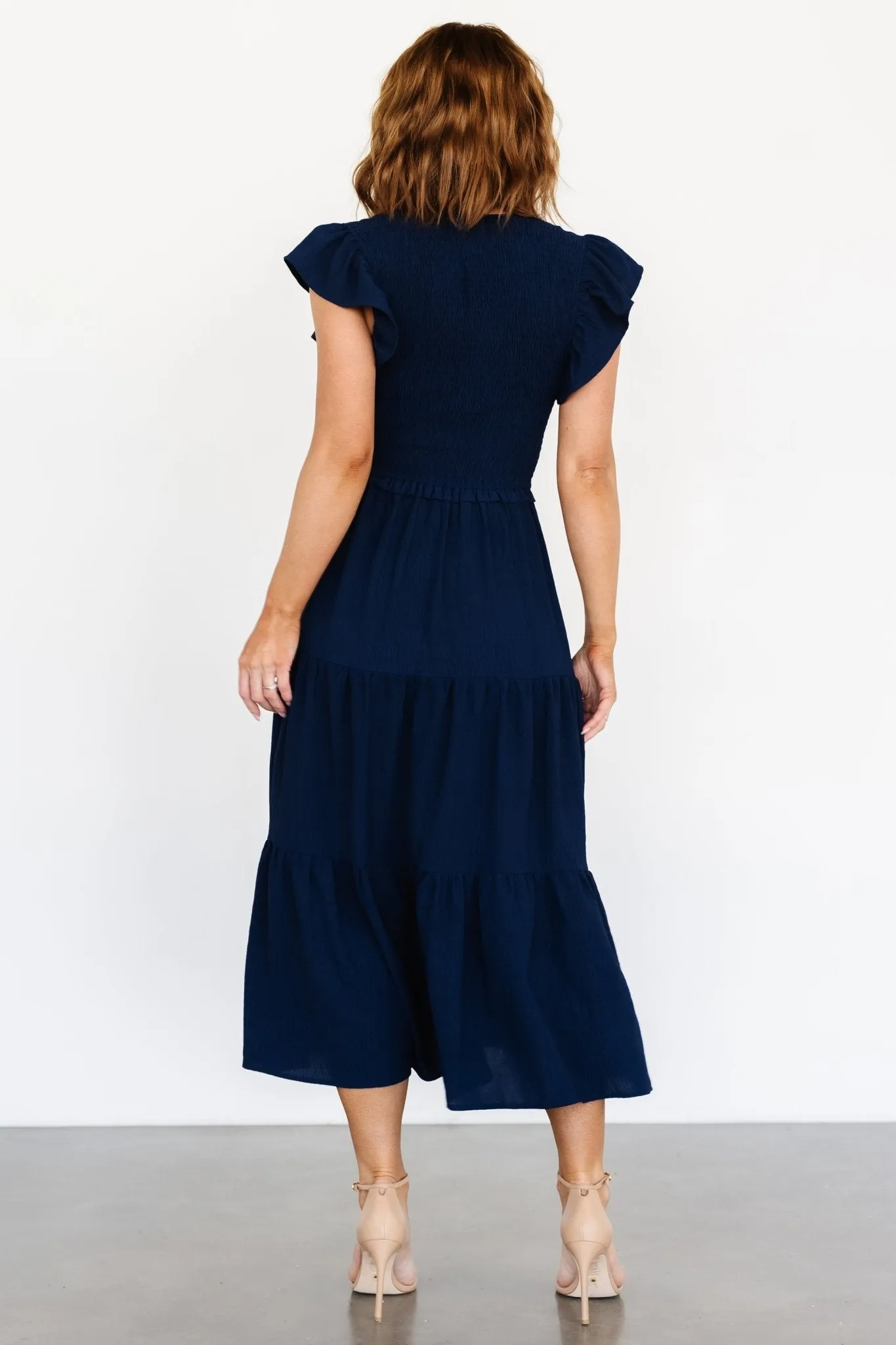Afton Smocked Tiered Dress | Navy sold by Baltic Born product image thumbnail 4