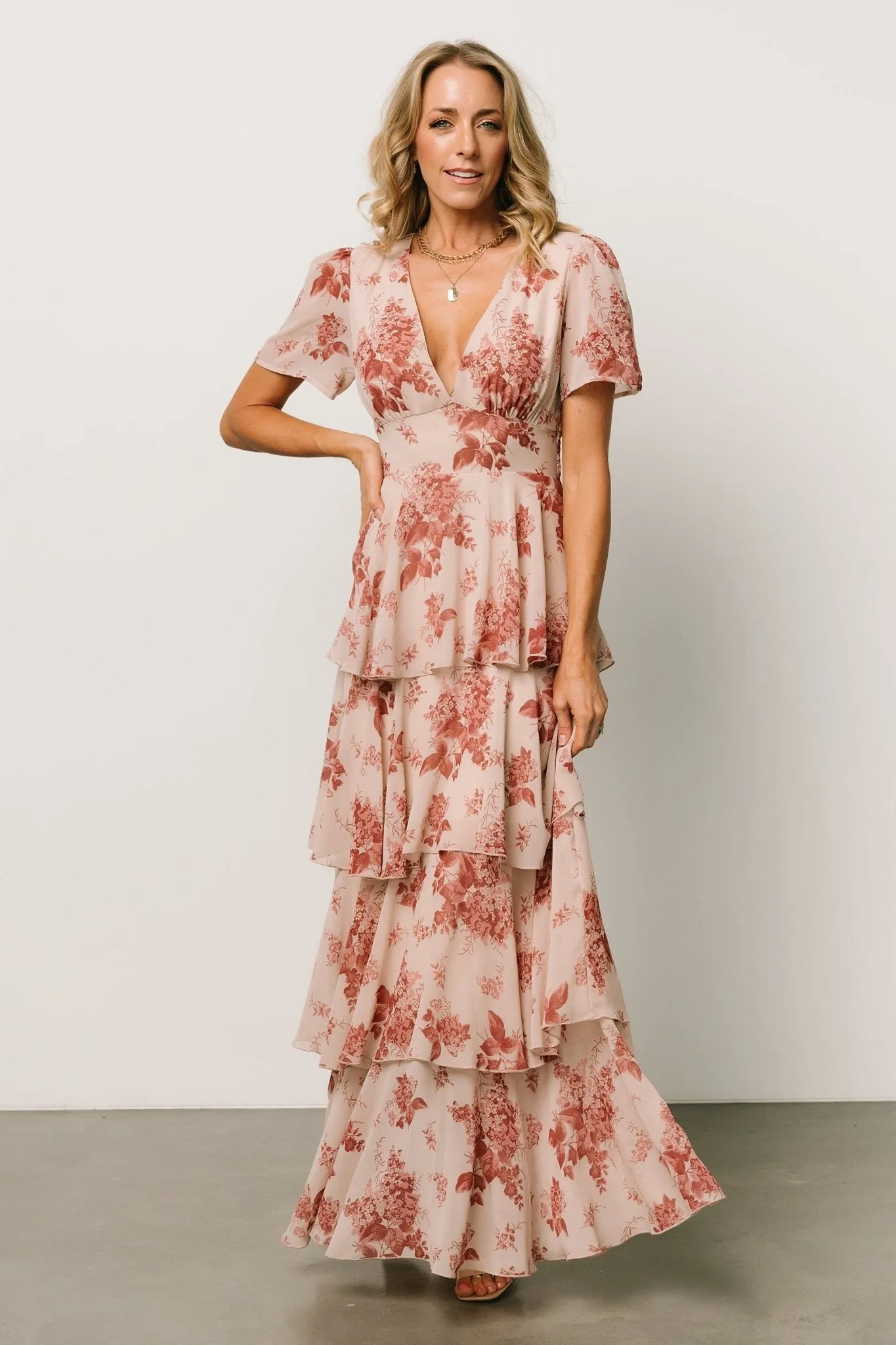 Montaigne Ruffle Maxi Dress | Rose Floral sold by Baltic Born product image thumbnail 2