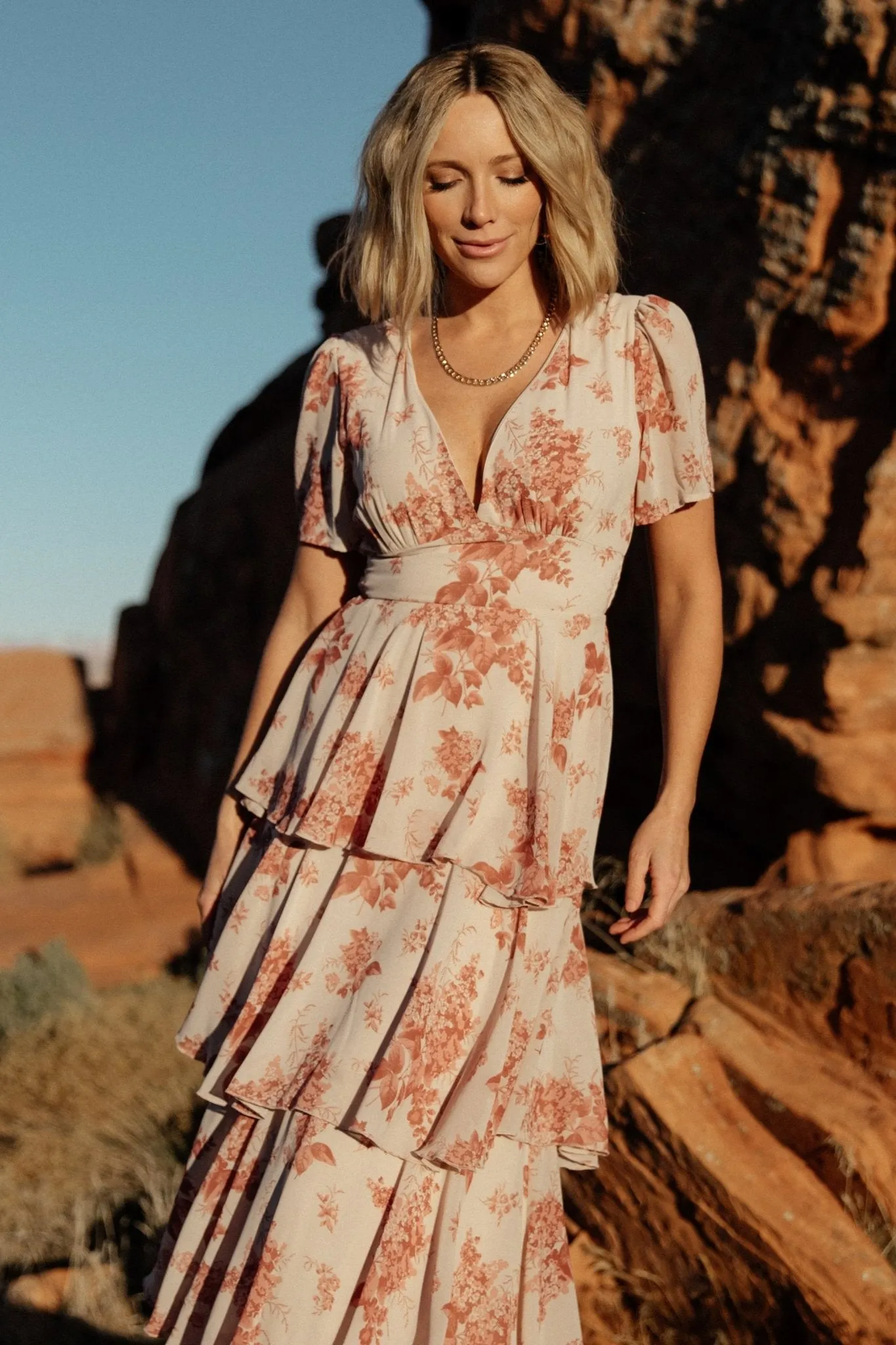Montaigne Ruffle Maxi Dress | Rose Floral sold by Baltic Born product image thumbnail 3