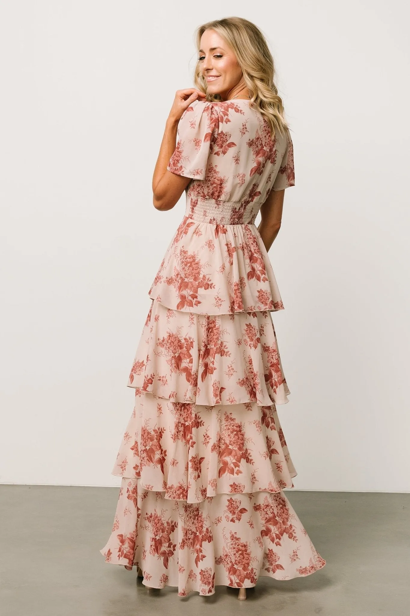 Montaigne Ruffle Maxi Dress | Rose Floral sold by Baltic Born product image thumbnail 4
