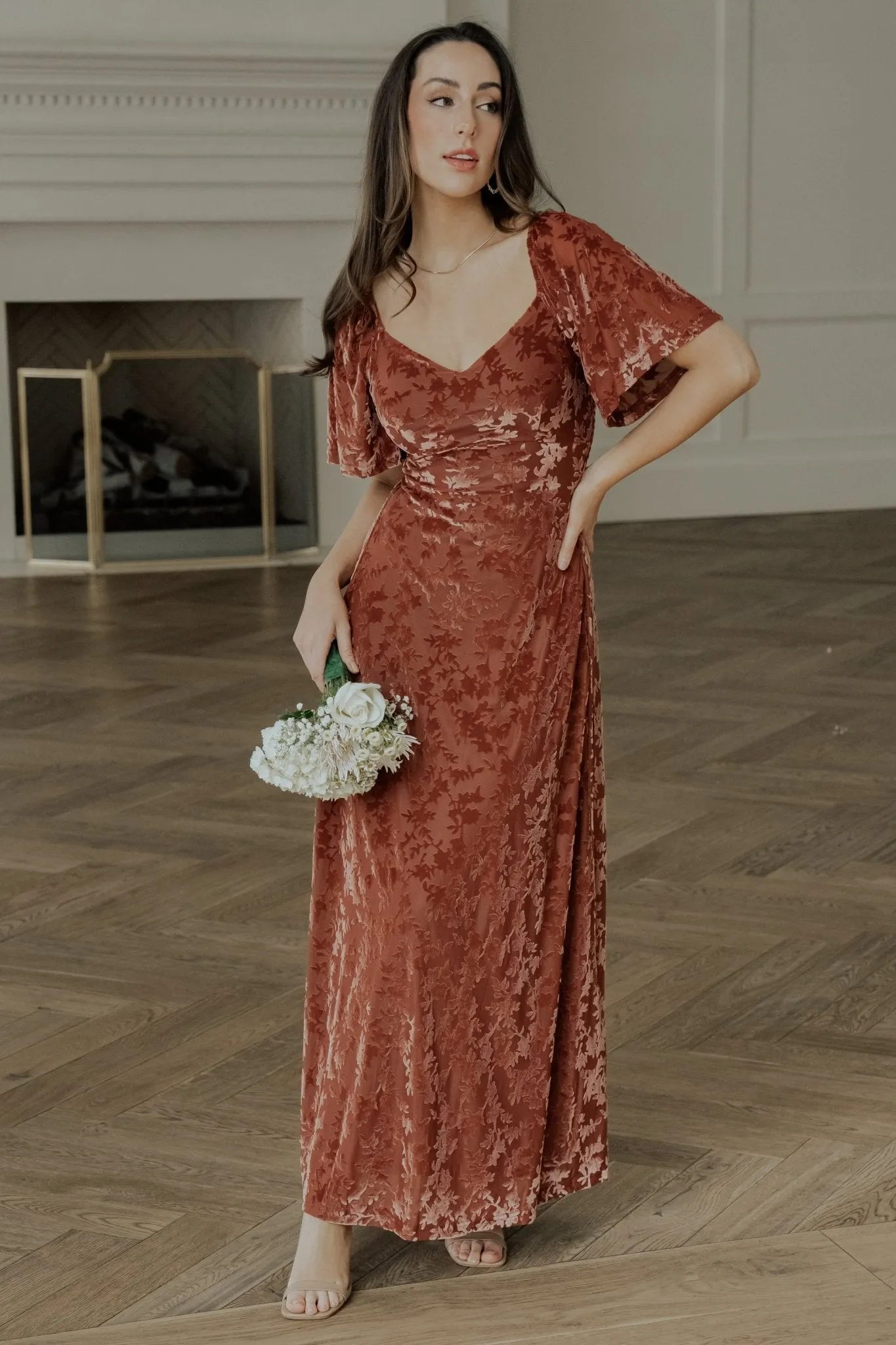 Everley Velvet Maxi Dress | Cinnamon sold by Baltic Born