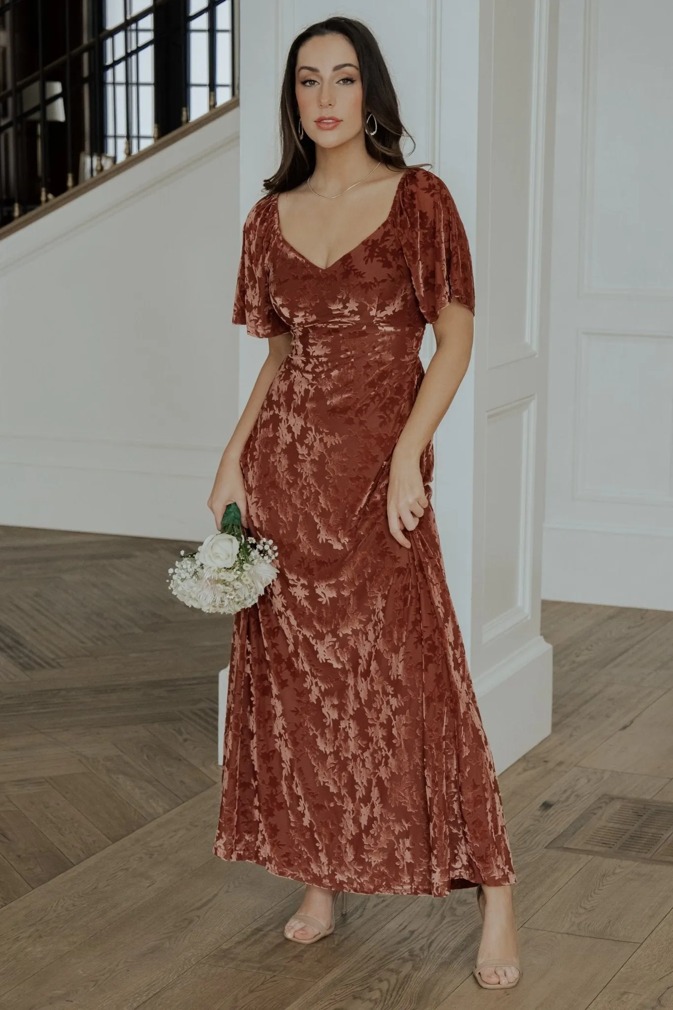 Everley Velvet Maxi Dress | Cinnamon sold by Baltic Born product image thumbnail 5