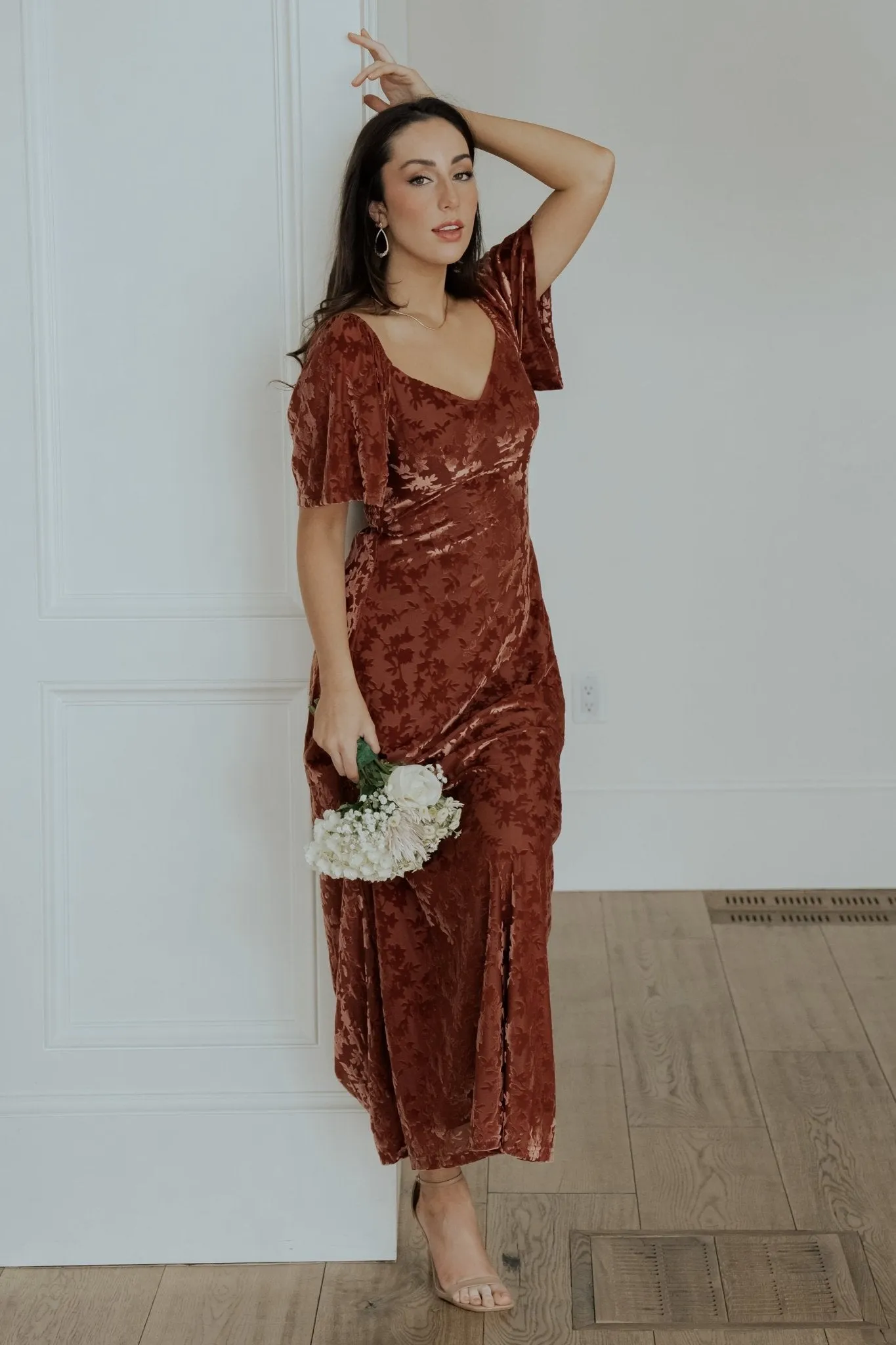Everley Velvet Maxi Dress | Cinnamon sold by Baltic Born product image thumbnail 3