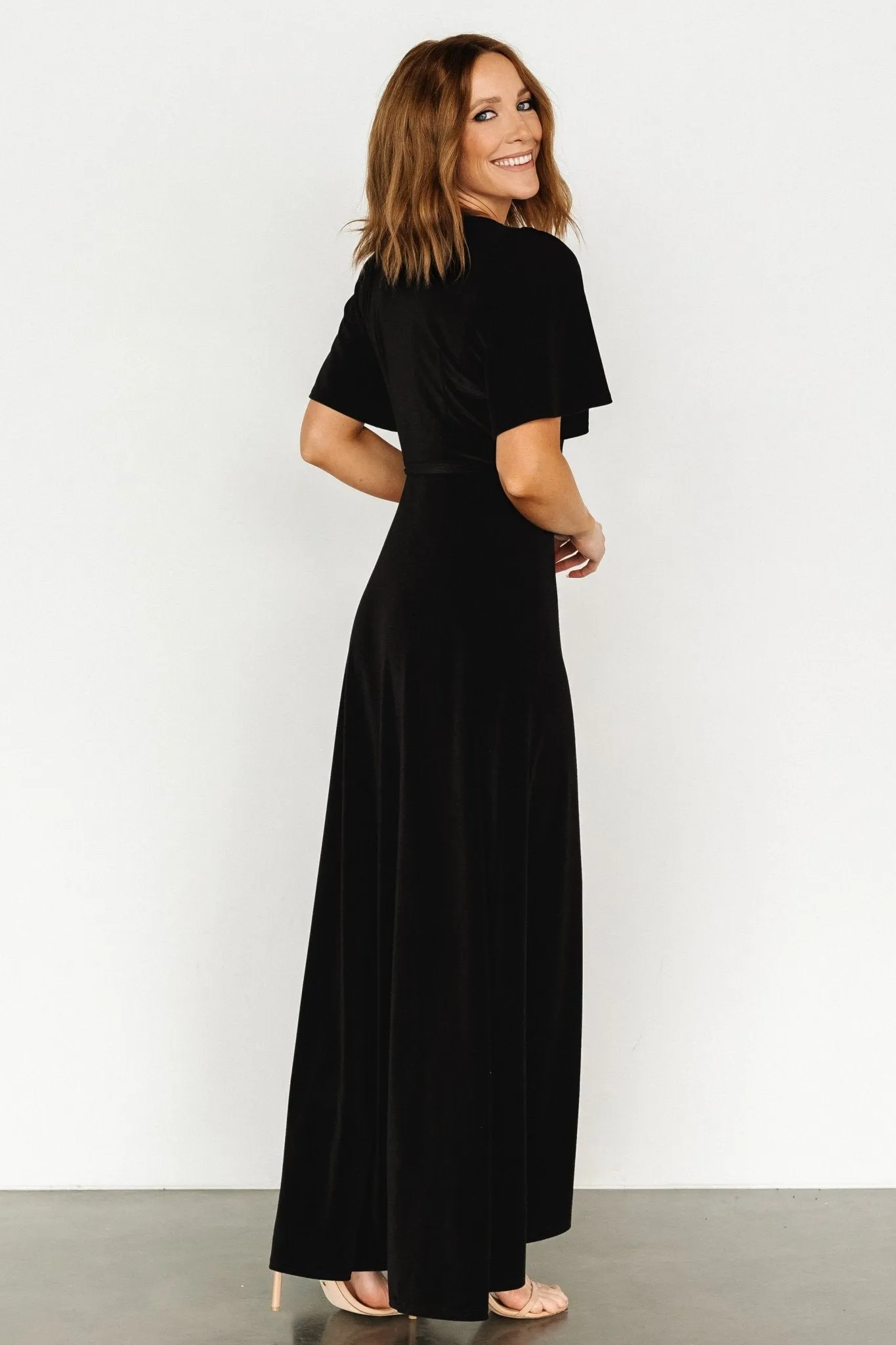 Katelyn Velvet Maxi Wrap Dress | Black sold by Baltic Born product image thumbnail 4