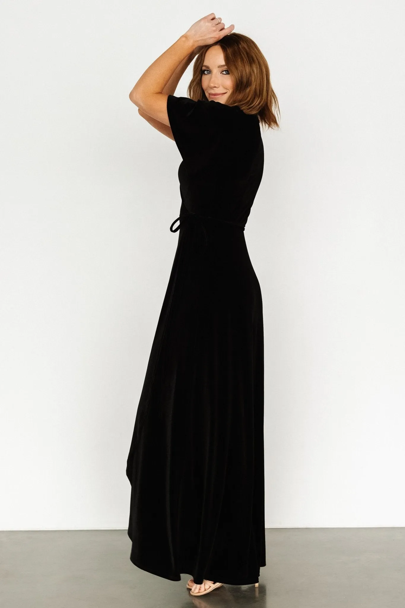 Katelyn Velvet Maxi Wrap Dress | Black sold by Baltic Born product image thumbnail 5