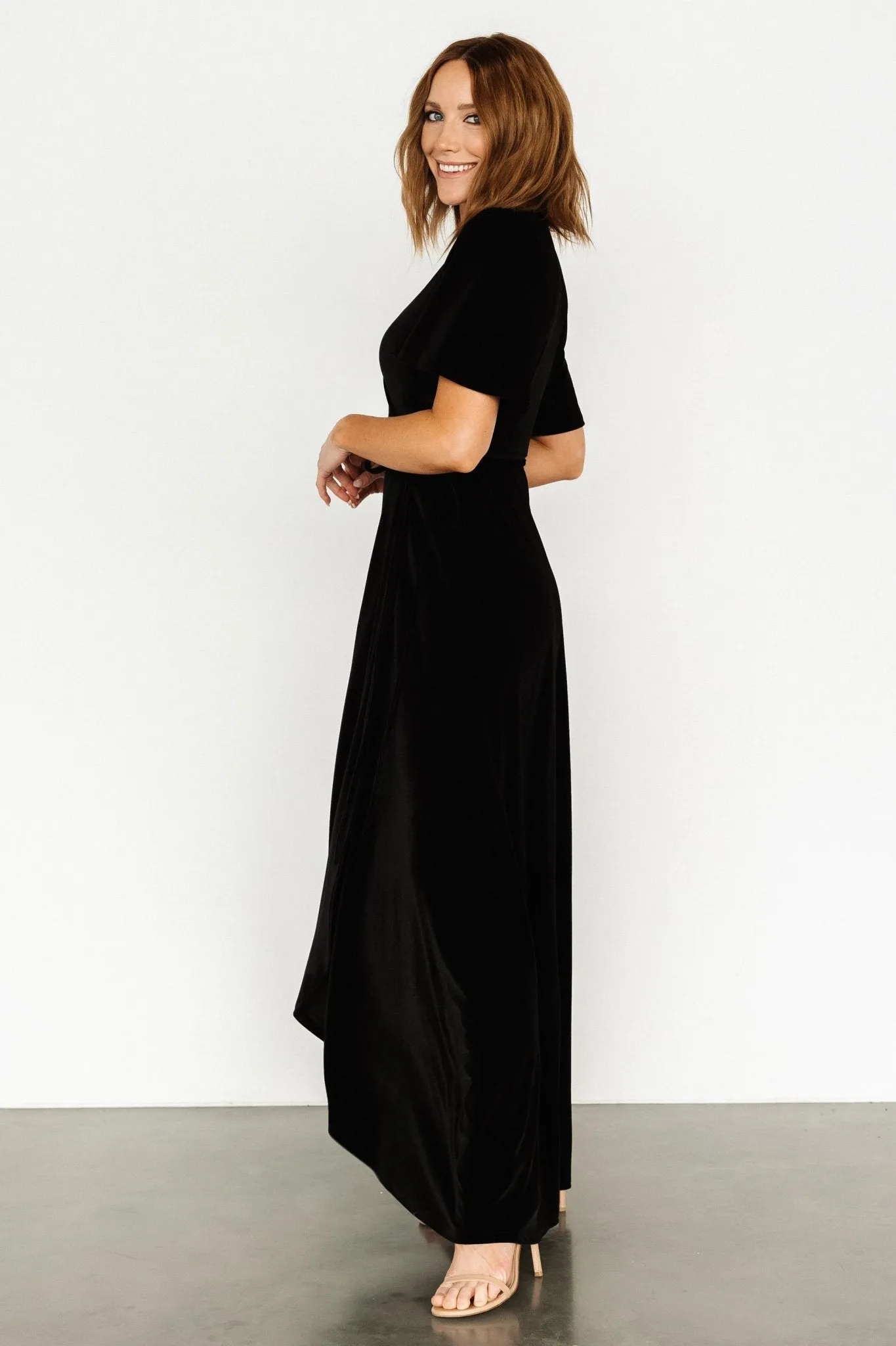 Katelyn Velvet Maxi Wrap Dress | Black sold by Baltic Born product image thumbnail 3