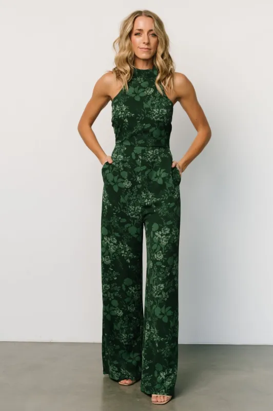 Freya Halter Jumpsuit | Emerald Floral sold by Baltic Born