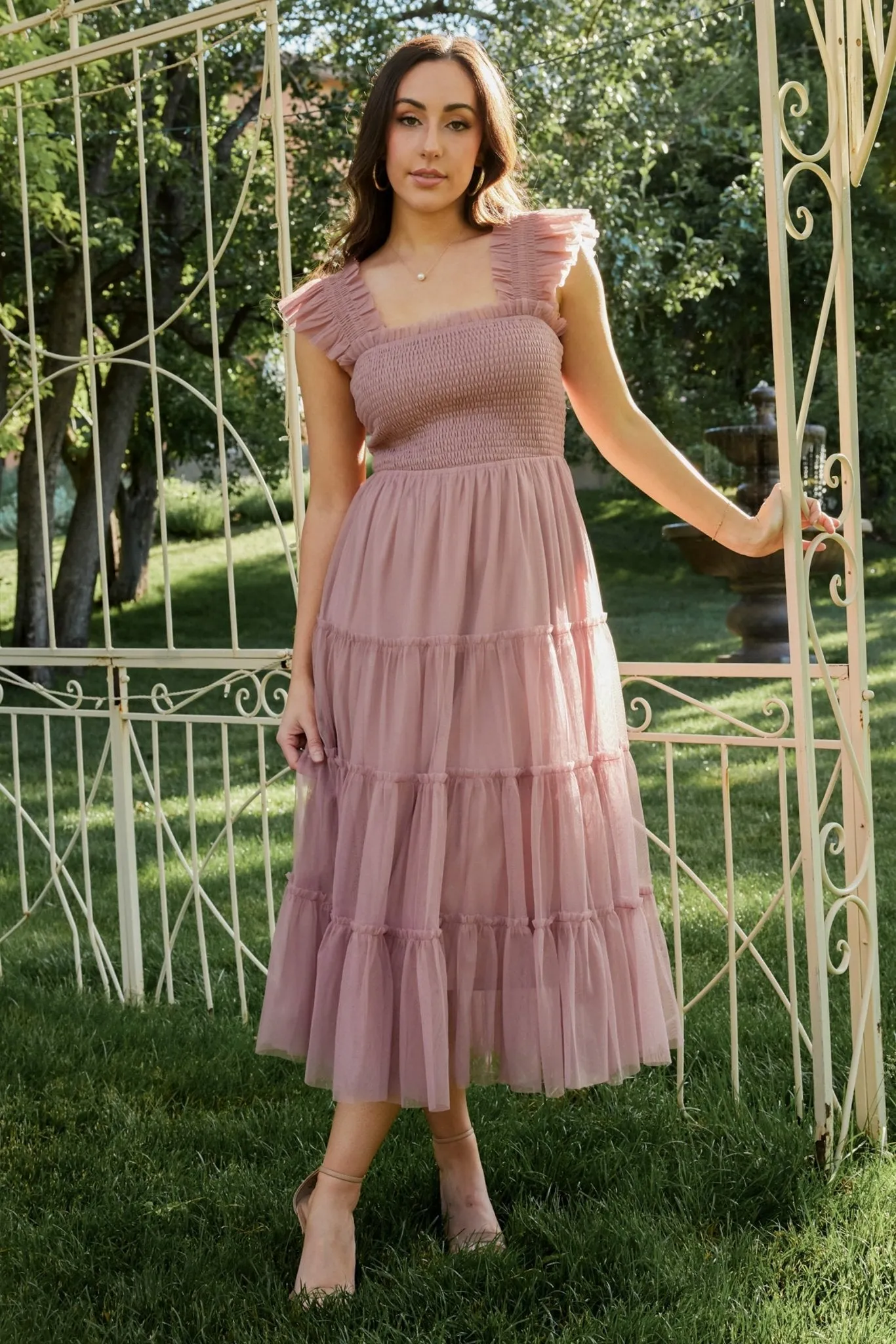 Emma Smocked Tulle Dress | Dusty Rose sold by Baltic Born product image thumbnail 4