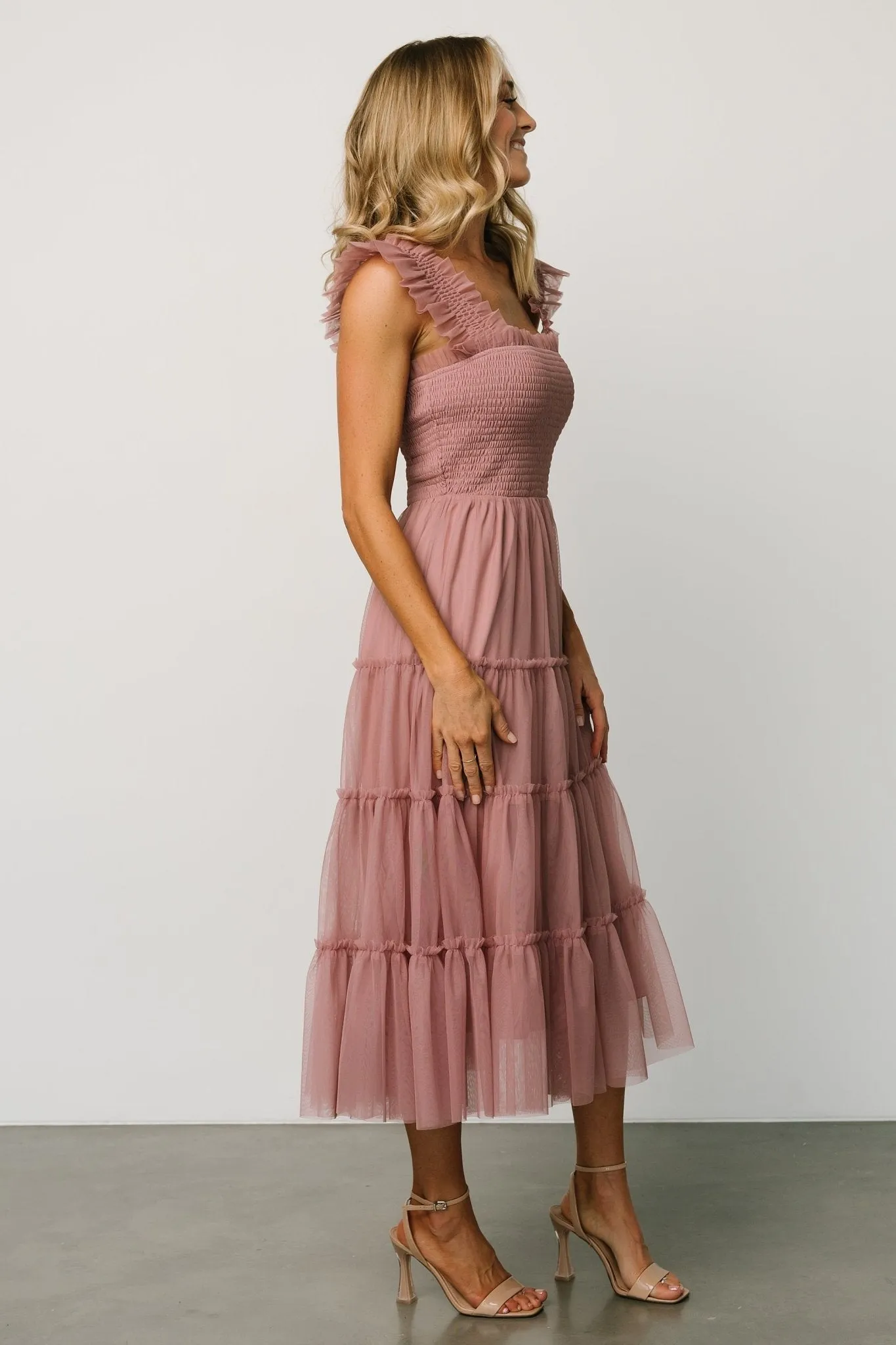 Emma Smocked Tulle Dress | Dusty Rose sold by Baltic Born product image thumbnail 3