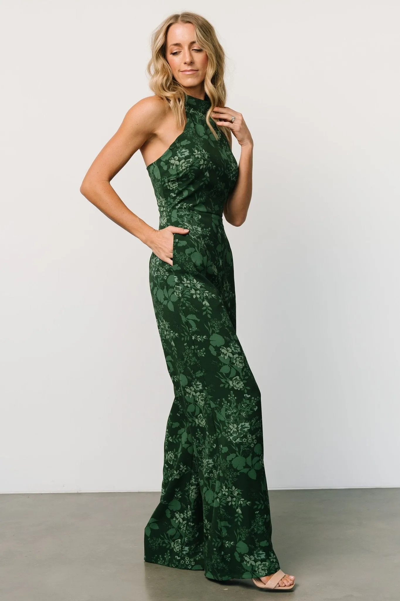 Freya Halter Jumpsuit | Emerald Floral sold by Baltic Born product image thumbnail 3