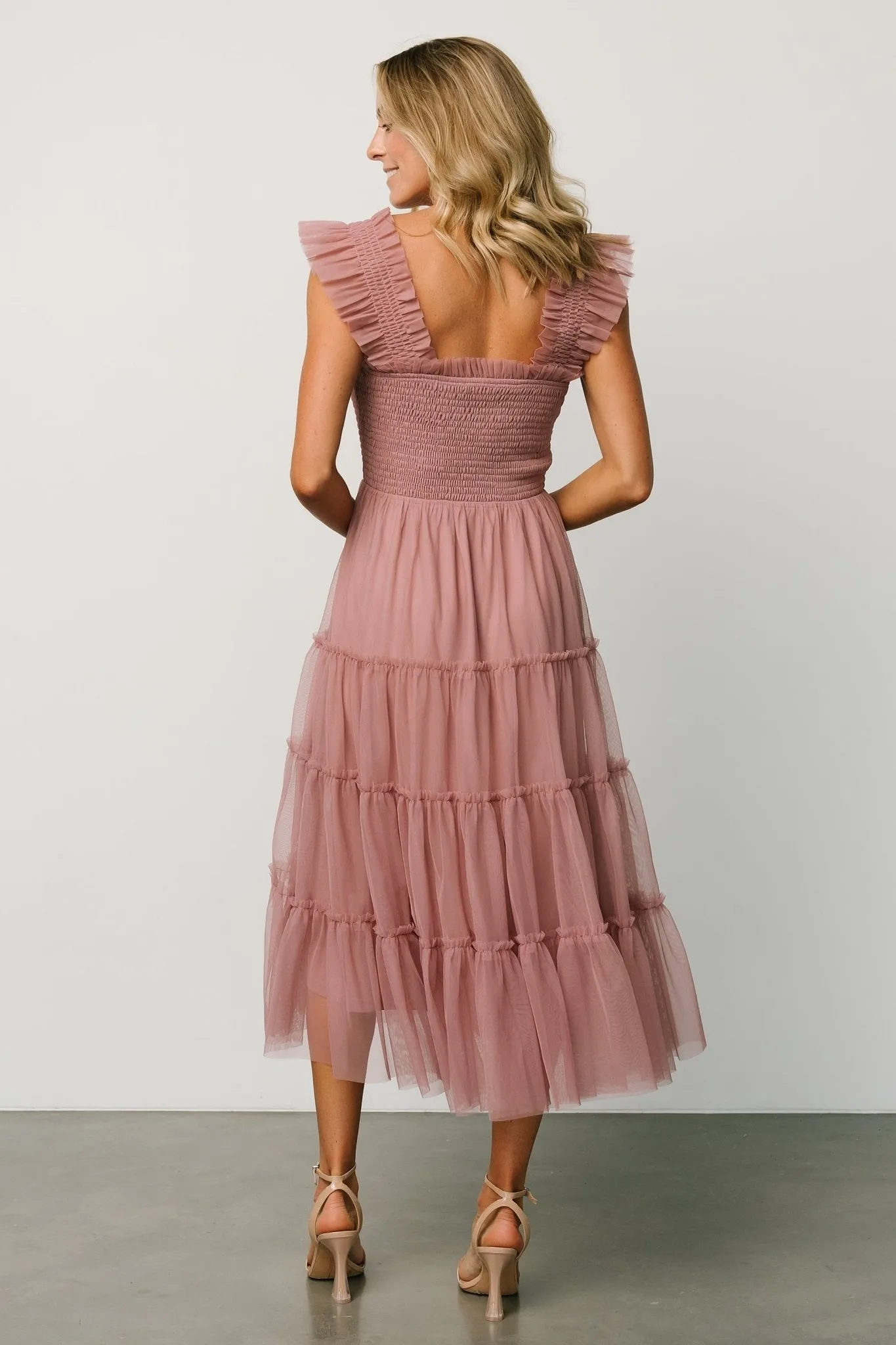 Emma Smocked Tulle Dress | Dusty Rose sold by Baltic Born product image thumbnail 5