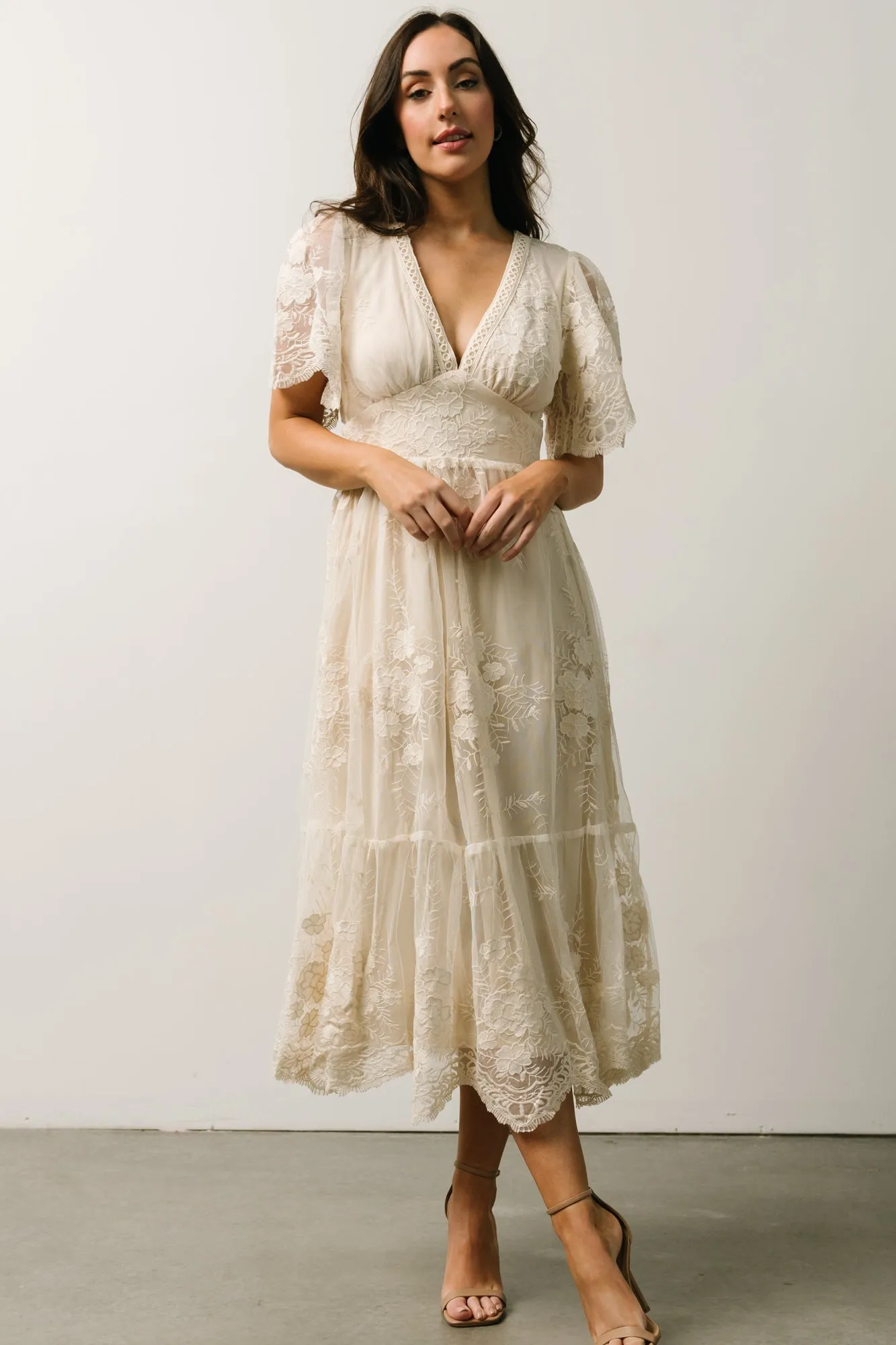 Clarisa Lace Midi Dress | Vintage Cream sold by Baltic Born product image thumbnail 4