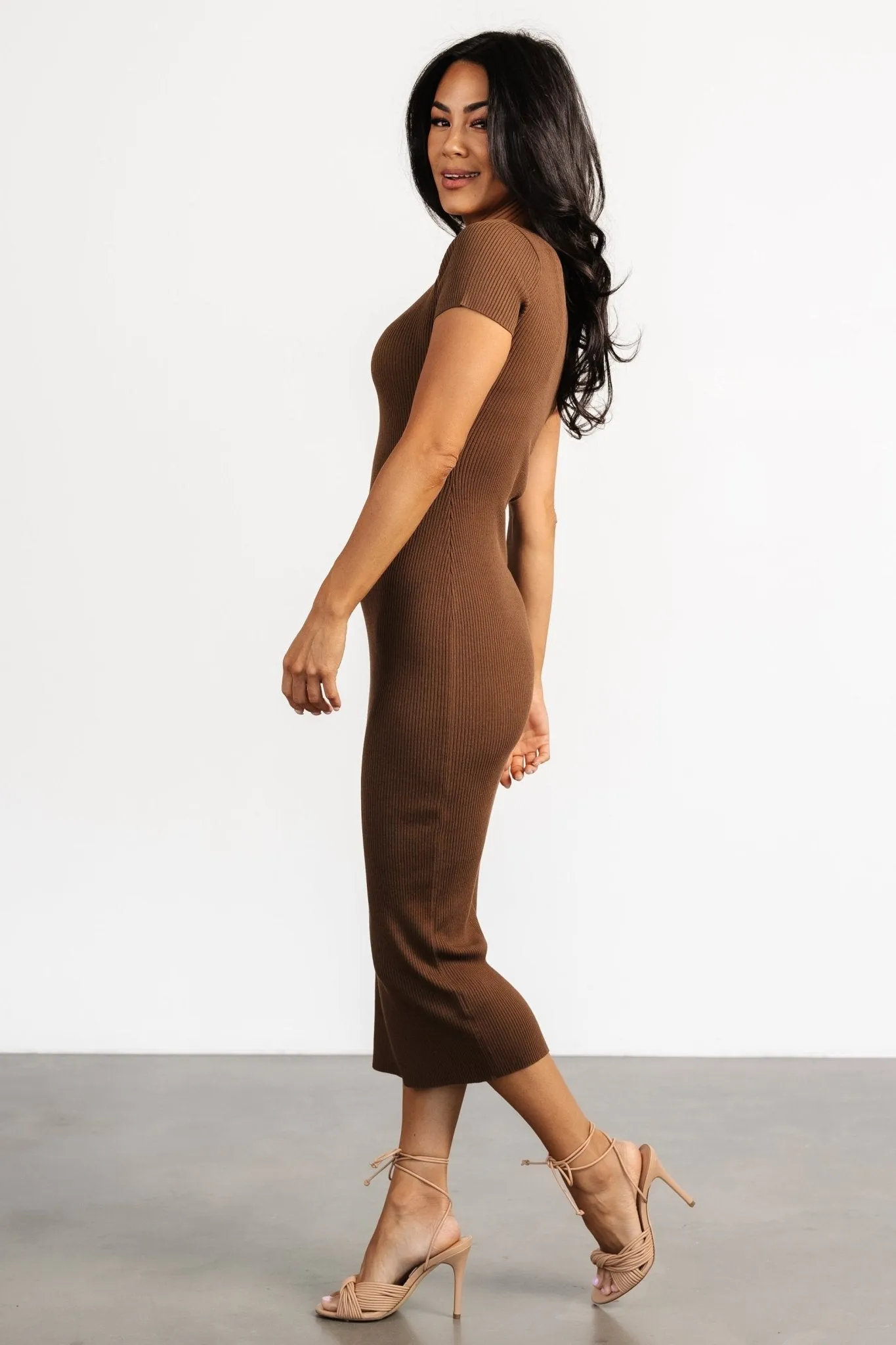 Dana Ribbed Midi Dress | Brown sold by Baltic Born product image thumbnail 3