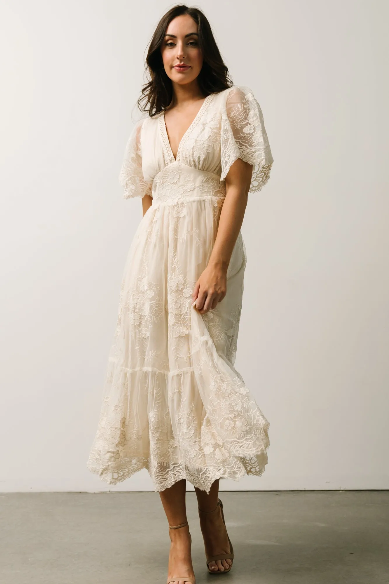 Clarisa Lace Midi Dress | Vintage Cream sold by Baltic Born product image thumbnail 5