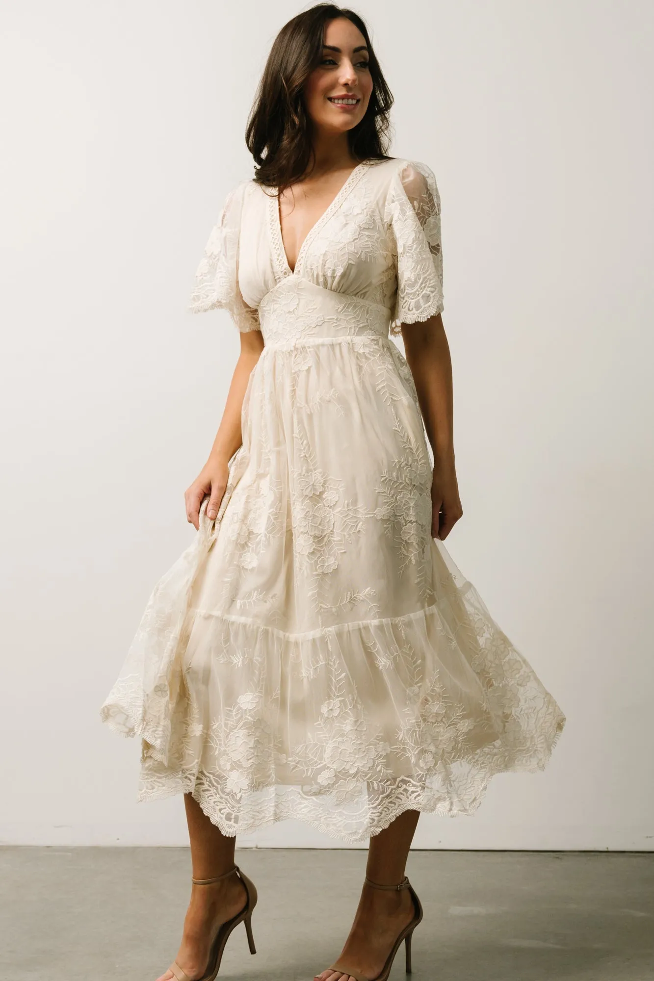 Clarisa Lace Midi Dress | Vintage Cream sold by Baltic Born product image thumbnail 2