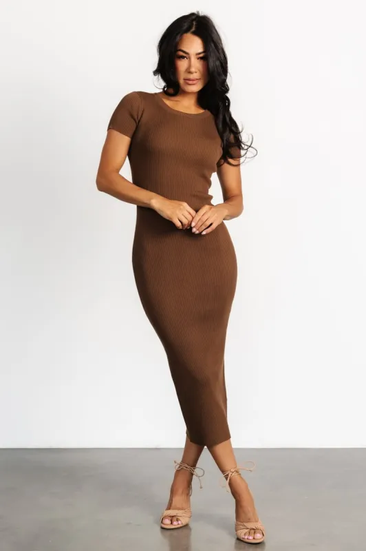 Dana Ribbed Midi Dress | Brown sold by Baltic Born