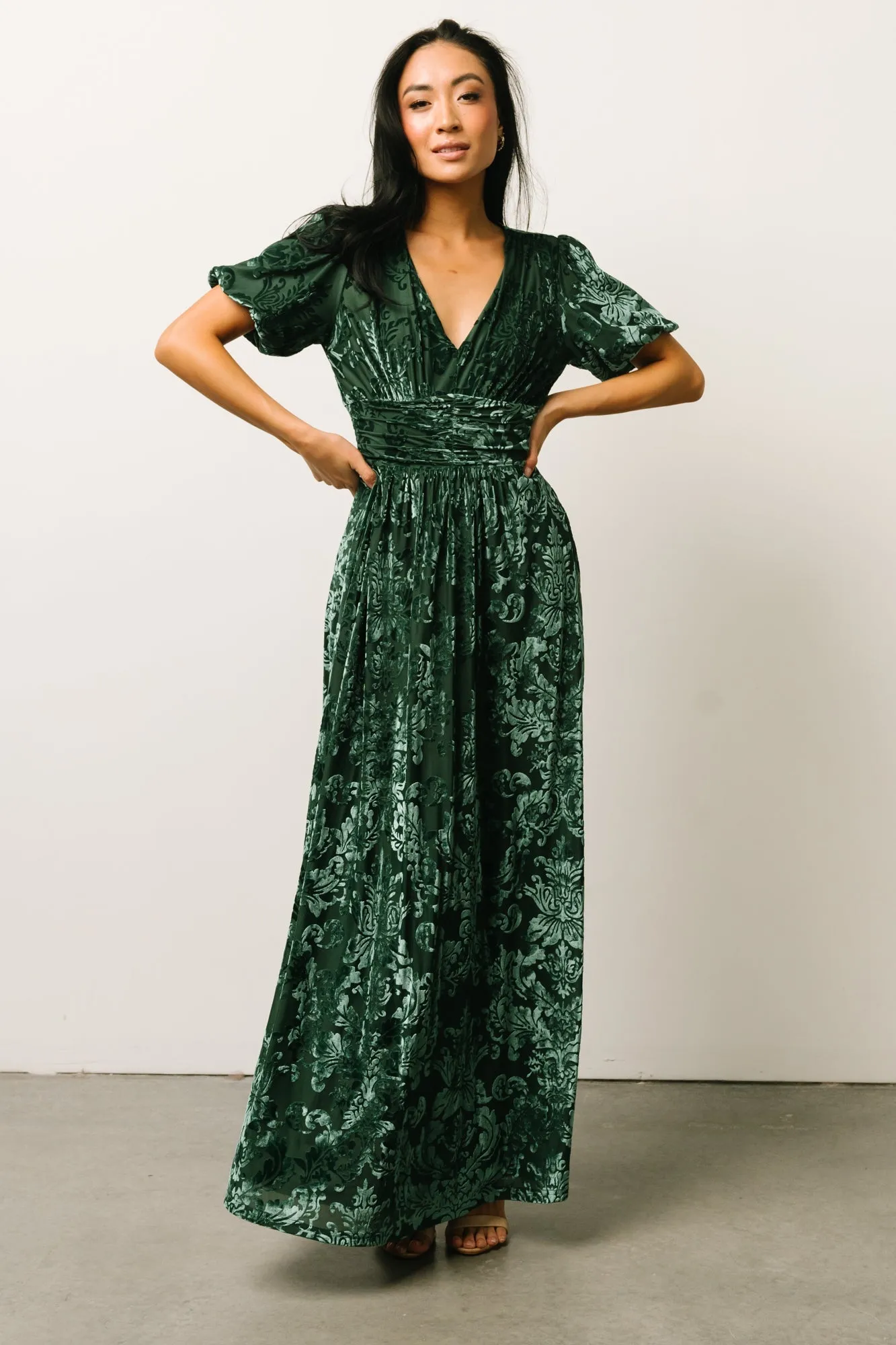 Leslie Velvet Maxi Dress | Pine sold by Baltic Born product image thumbnail 2