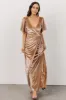Meghan Velvet Wrap Maxi Dress | Champagne sold by Baltic Born