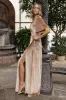 Meghan Velvet Wrap Maxi Dress | Champagne sold by Baltic Born