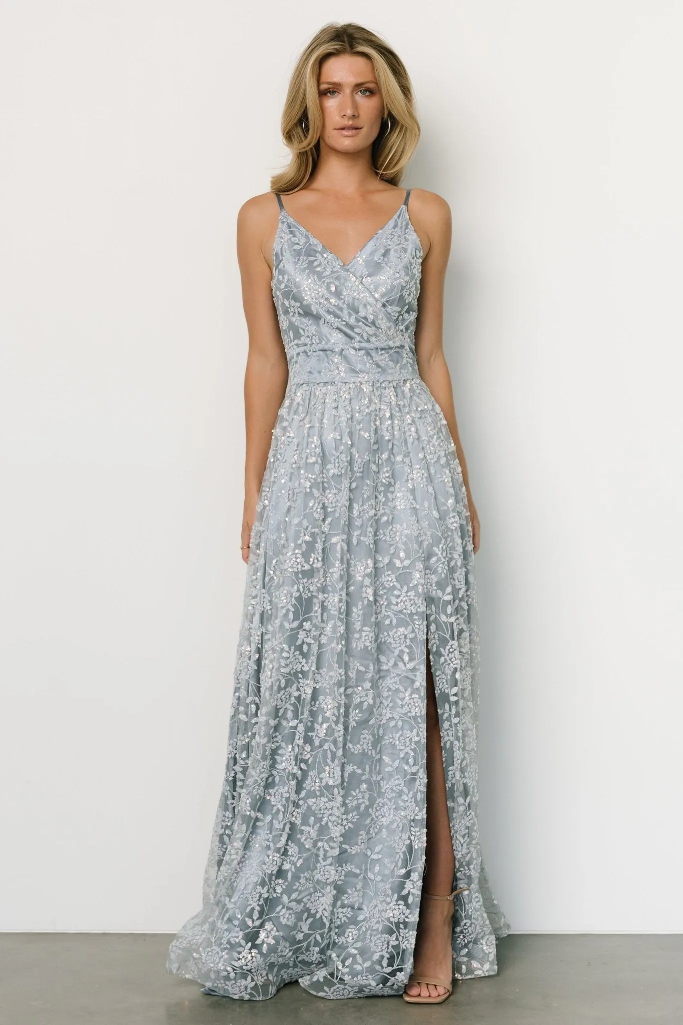 Angel Shimmer Gown | Dusty Blue sold by Baltic Born
