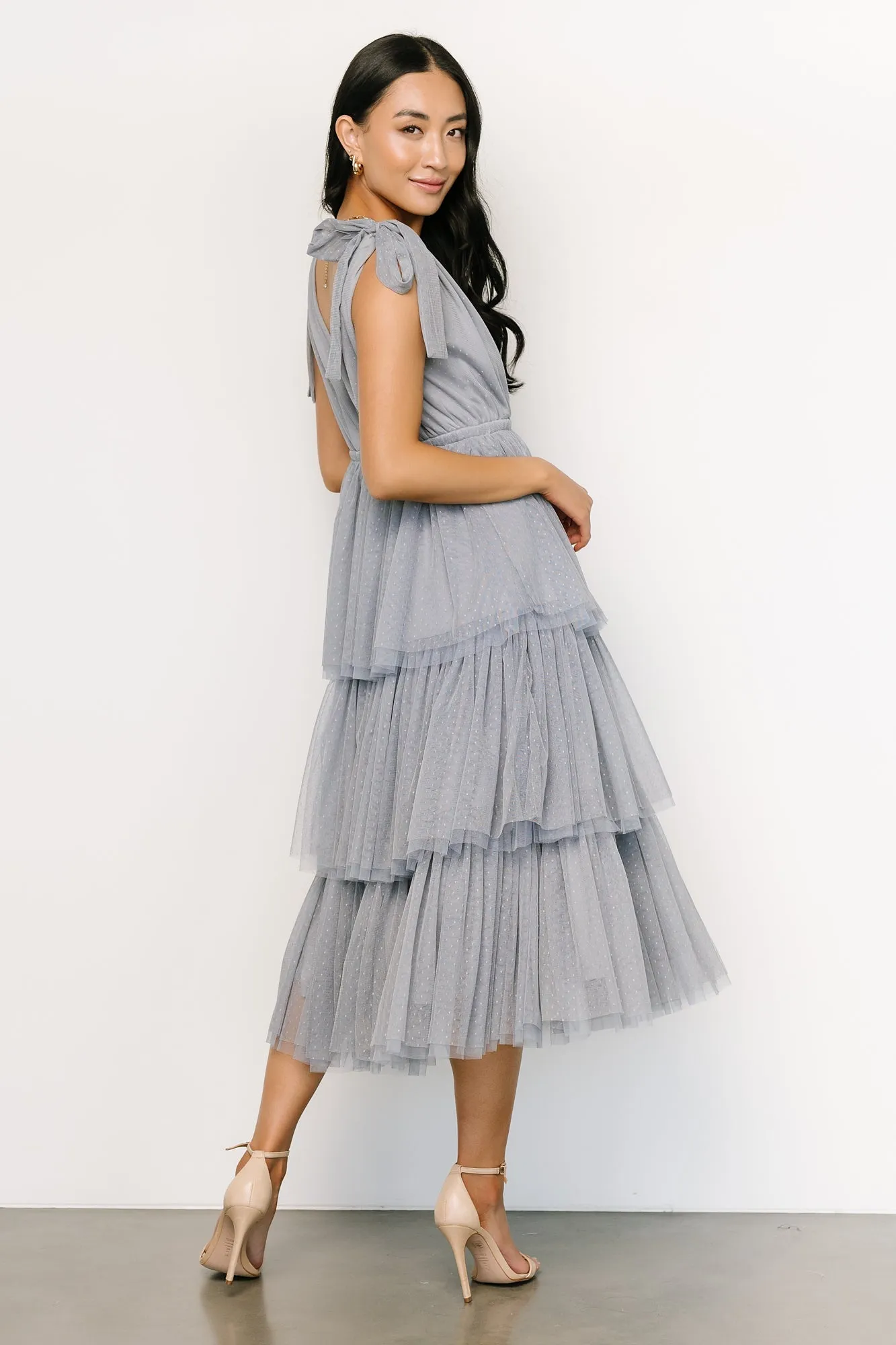 Tessa Tiered Tulle Tank Dress | Slate Blue sold by Baltic Born product image thumbnail 3