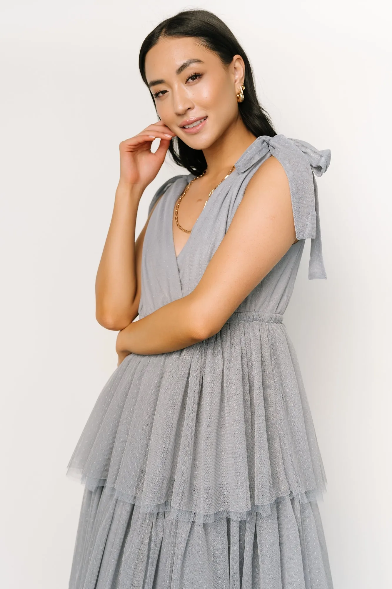 Tessa Tiered Tulle Tank Dress | Slate Blue sold by Baltic Born product image thumbnail 2
