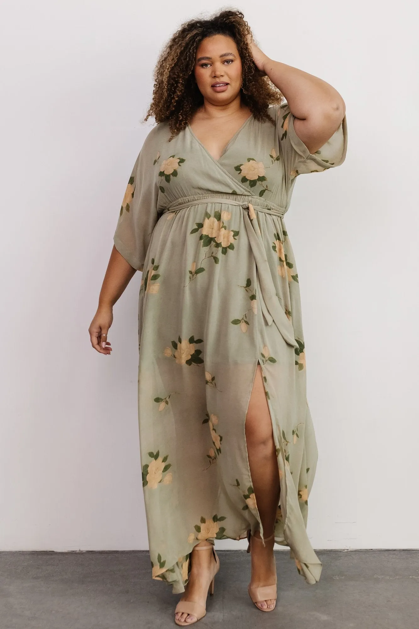 Kia Kimono Maxi Dress | Olive Floral sold by Baltic Born product image thumbnail 4