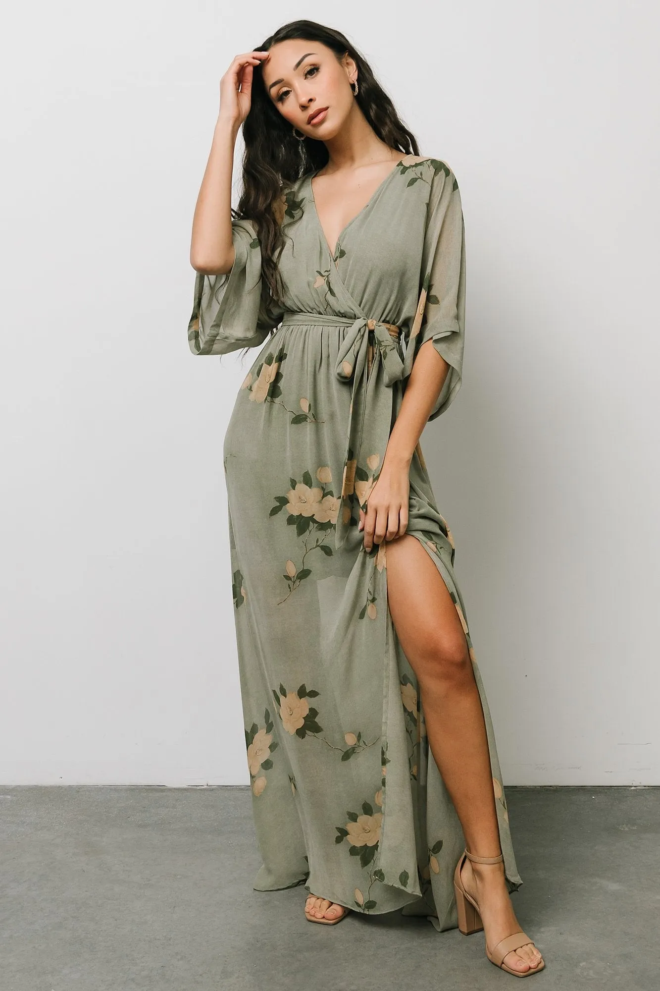 Kia Kimono Maxi Dress | Olive Floral sold by Baltic Born product image thumbnail 5