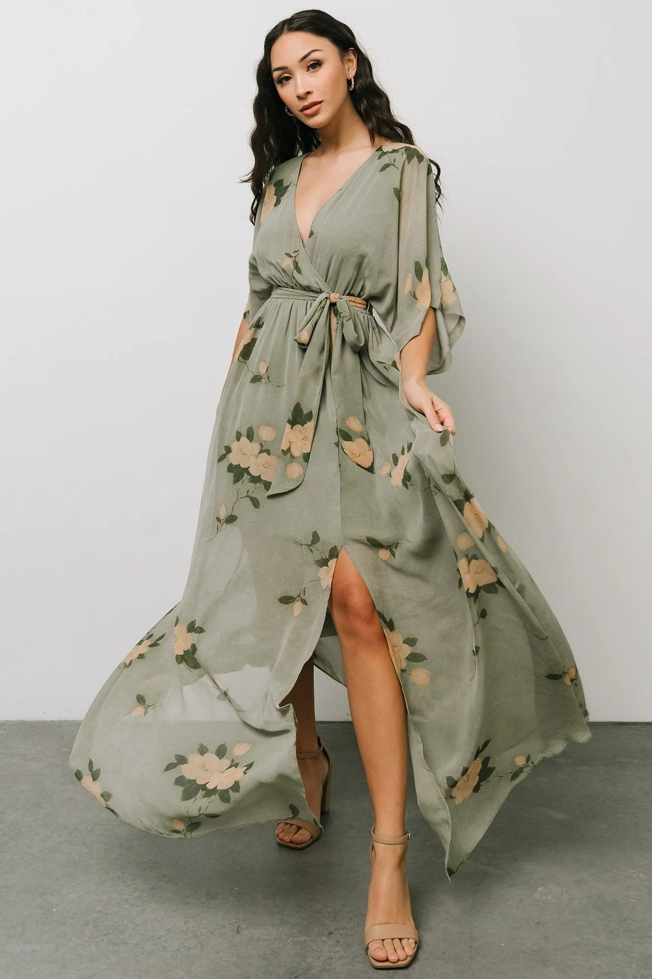 Kia Kimono Maxi Dress | Olive Floral sold by Baltic Born product image thumbnail 3