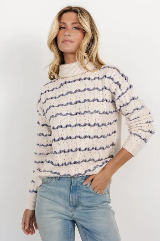 Hollis Knit Sweater | Ivory + Blue made by Hem & Thread