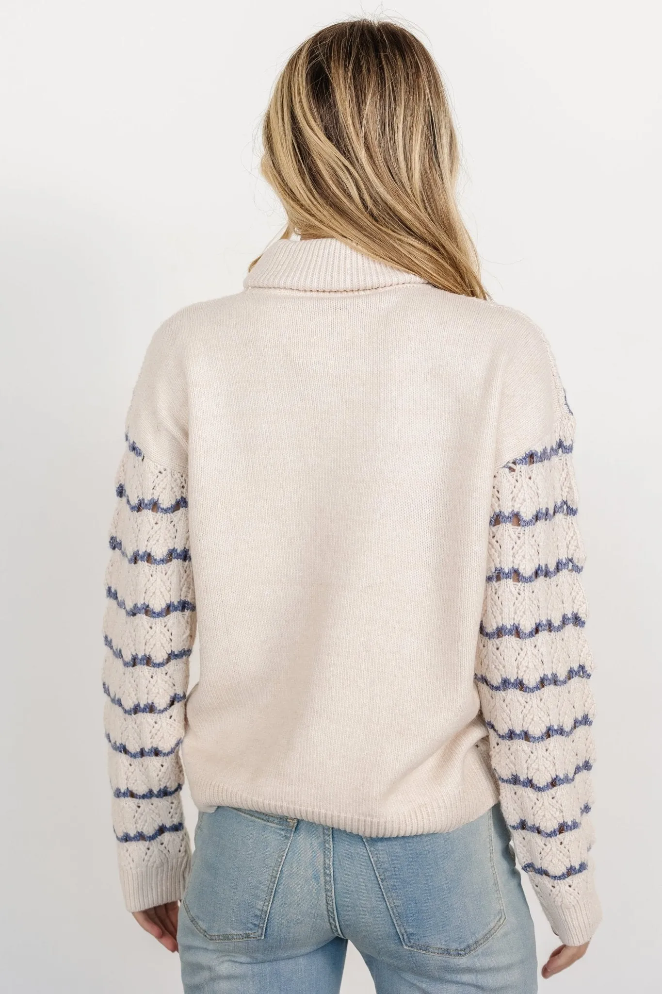 Hollis Knit Sweater | Ivory + Blue sold by Baltic Born product image thumbnail 5
