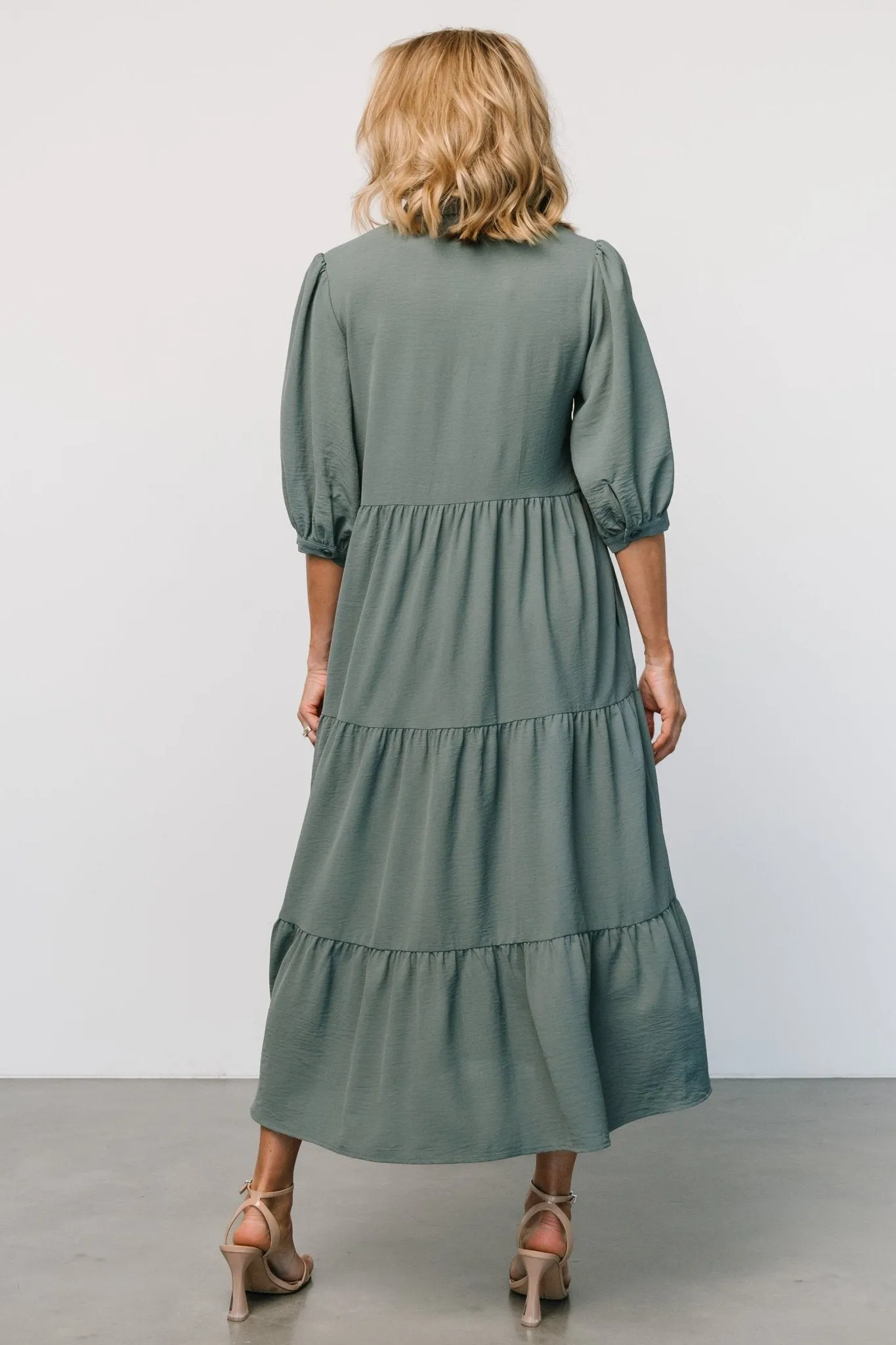 Sandy Button Tiered Dress | Jade sold by Baltic Born product image thumbnail 5