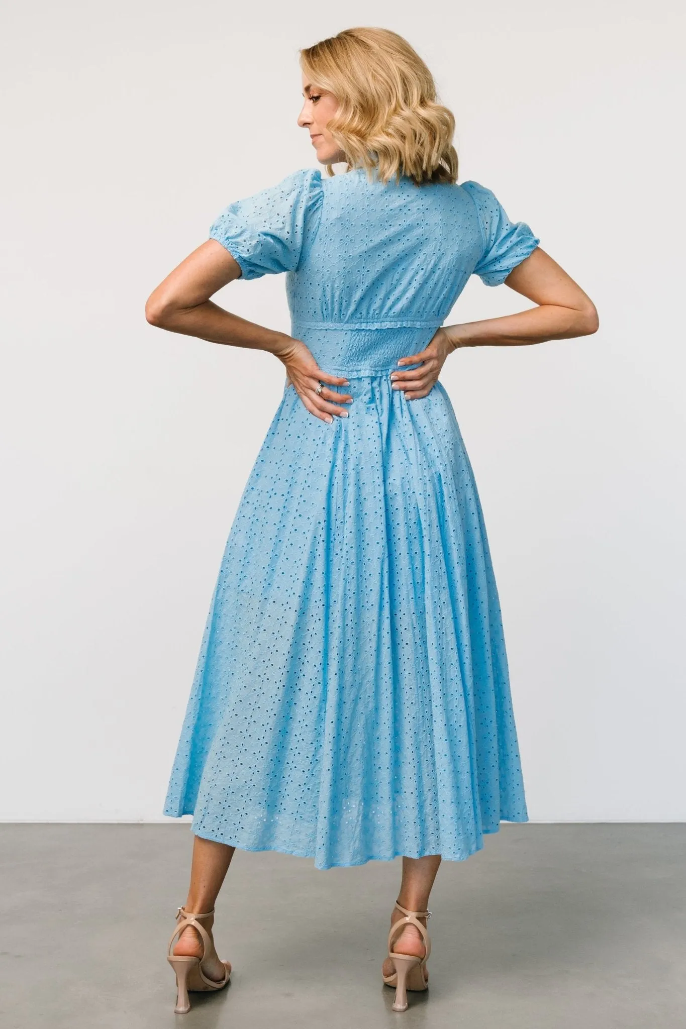 Esther Eyelet Midi Dress | Blue sold by Baltic Born product image thumbnail 5