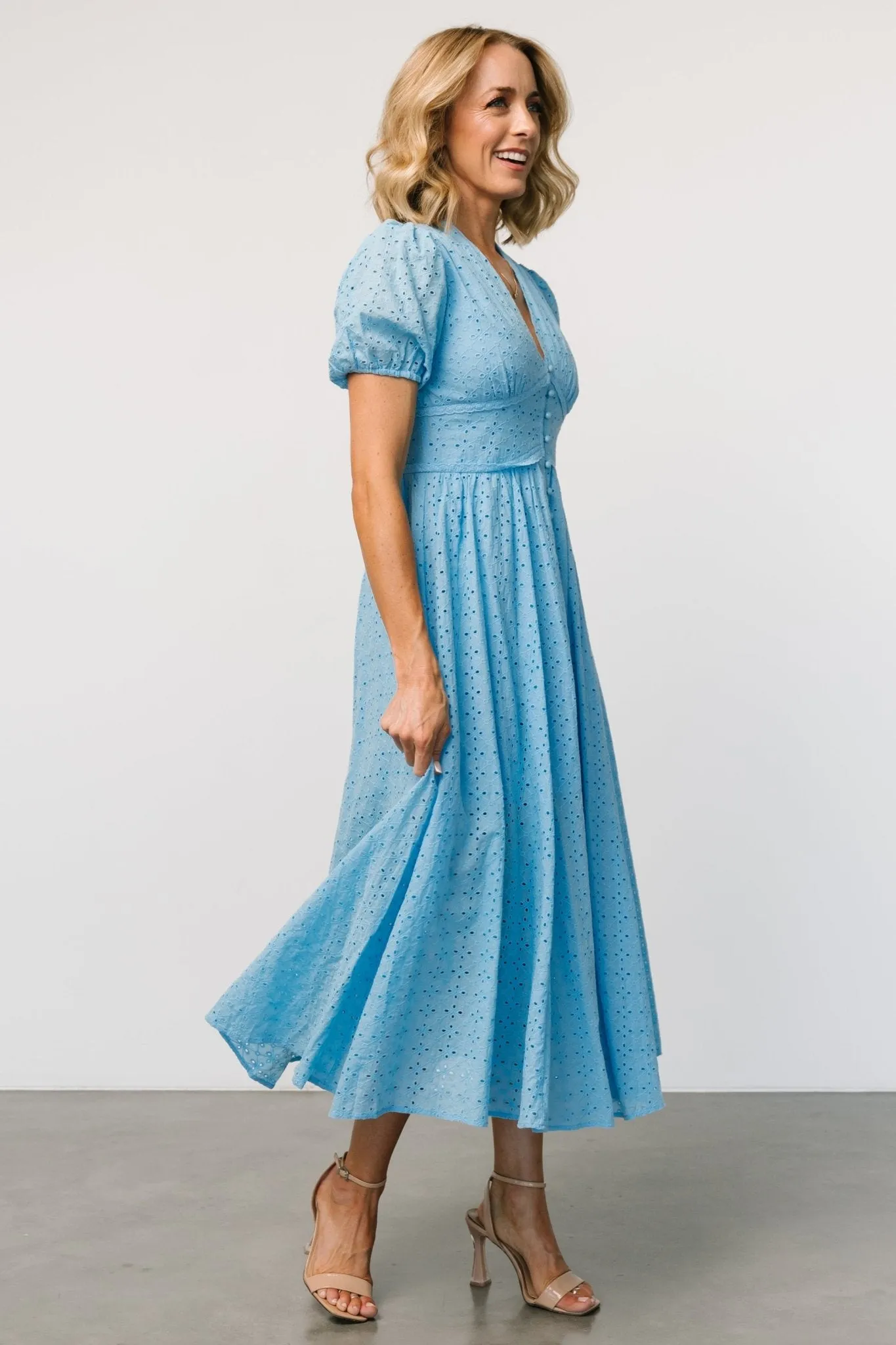 Esther Eyelet Midi Dress | Blue sold by Baltic Born product image thumbnail 3