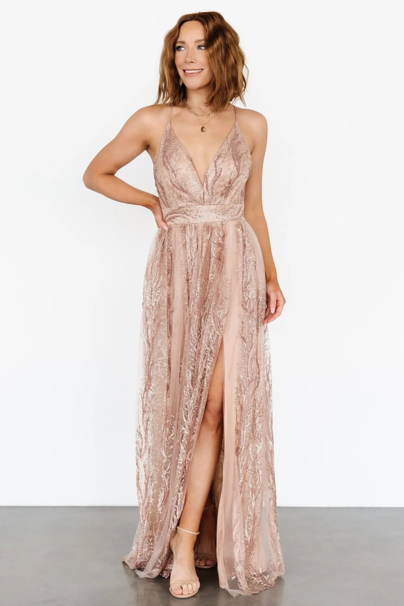 Zayla Shimmer Gown | Nude Rose sold by Baltic Born