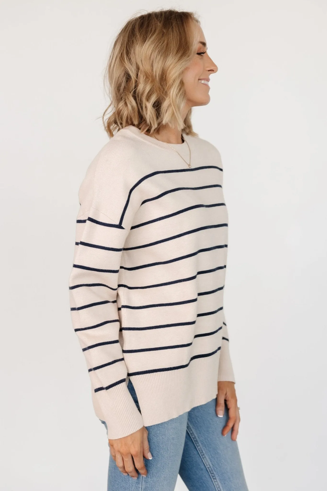 Colmar Striped Sweater | Cream + Navy sold by Baltic Born product image thumbnail 2
