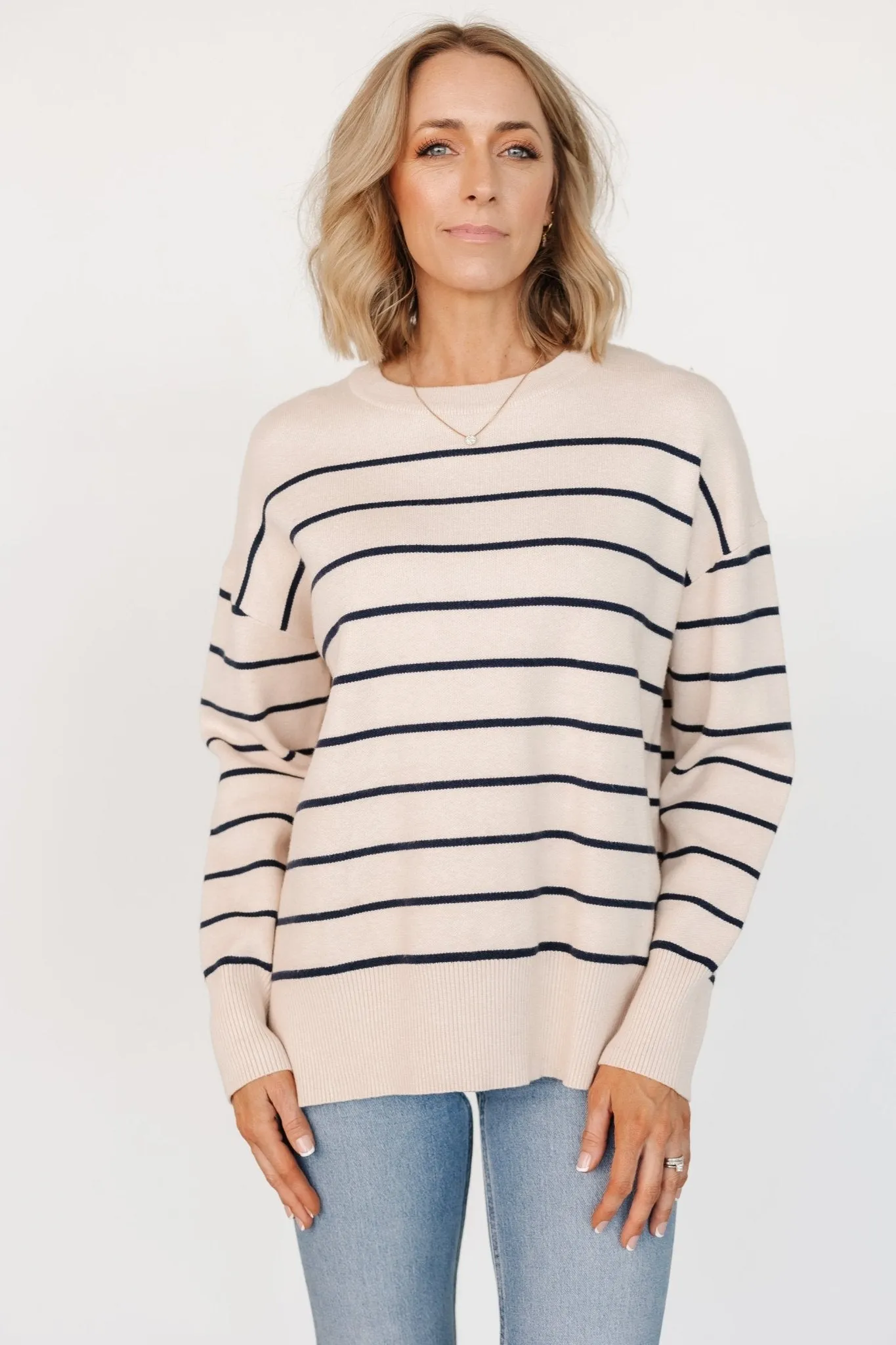 Colmar Striped Sweater | Cream + Navy sold by Baltic Born