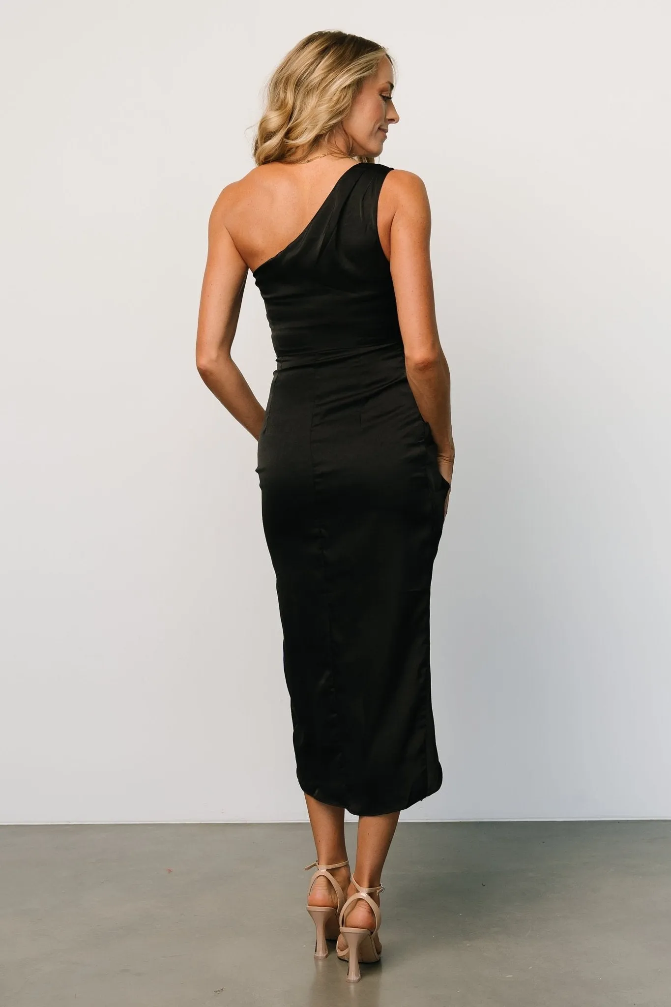 Melissa One Shoulder Midi Dress | Black sold by Baltic Born product image thumbnail 4