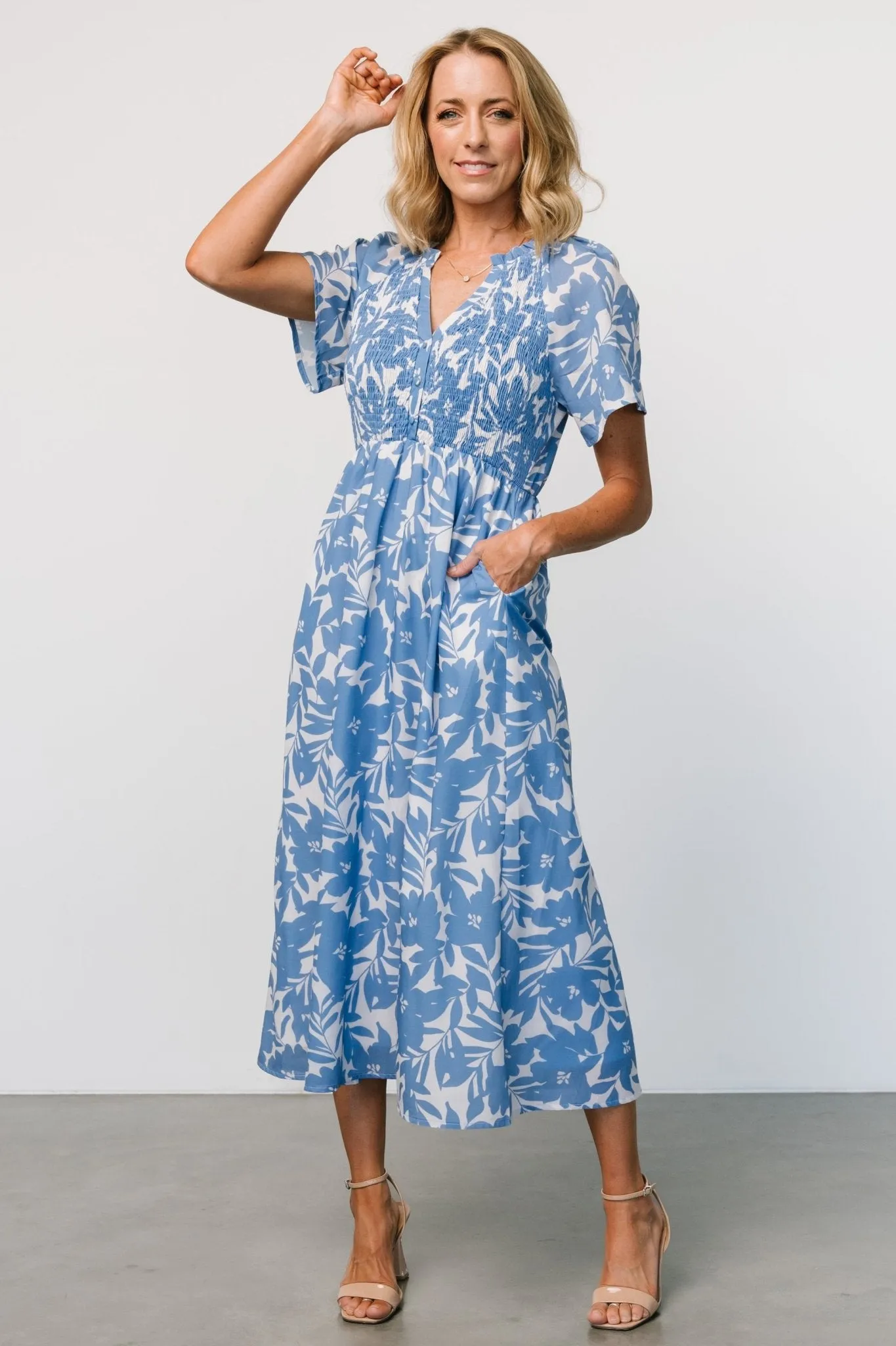 Annise Midi Dress | Blue Floral sold by Baltic Born product image thumbnail 4