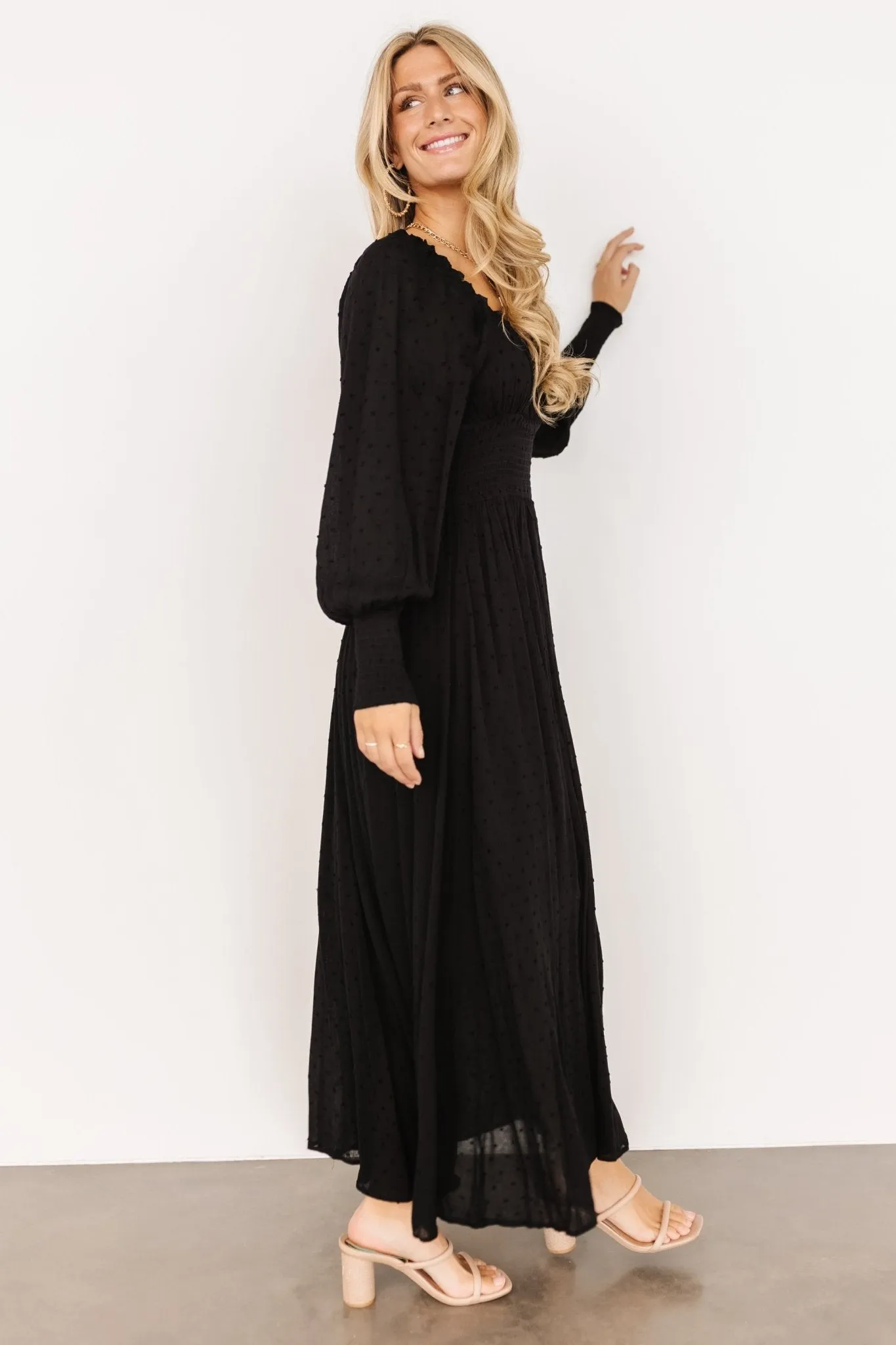 Renata Dot Maxi Dress | Black sold by Baltic Born product image thumbnail 4