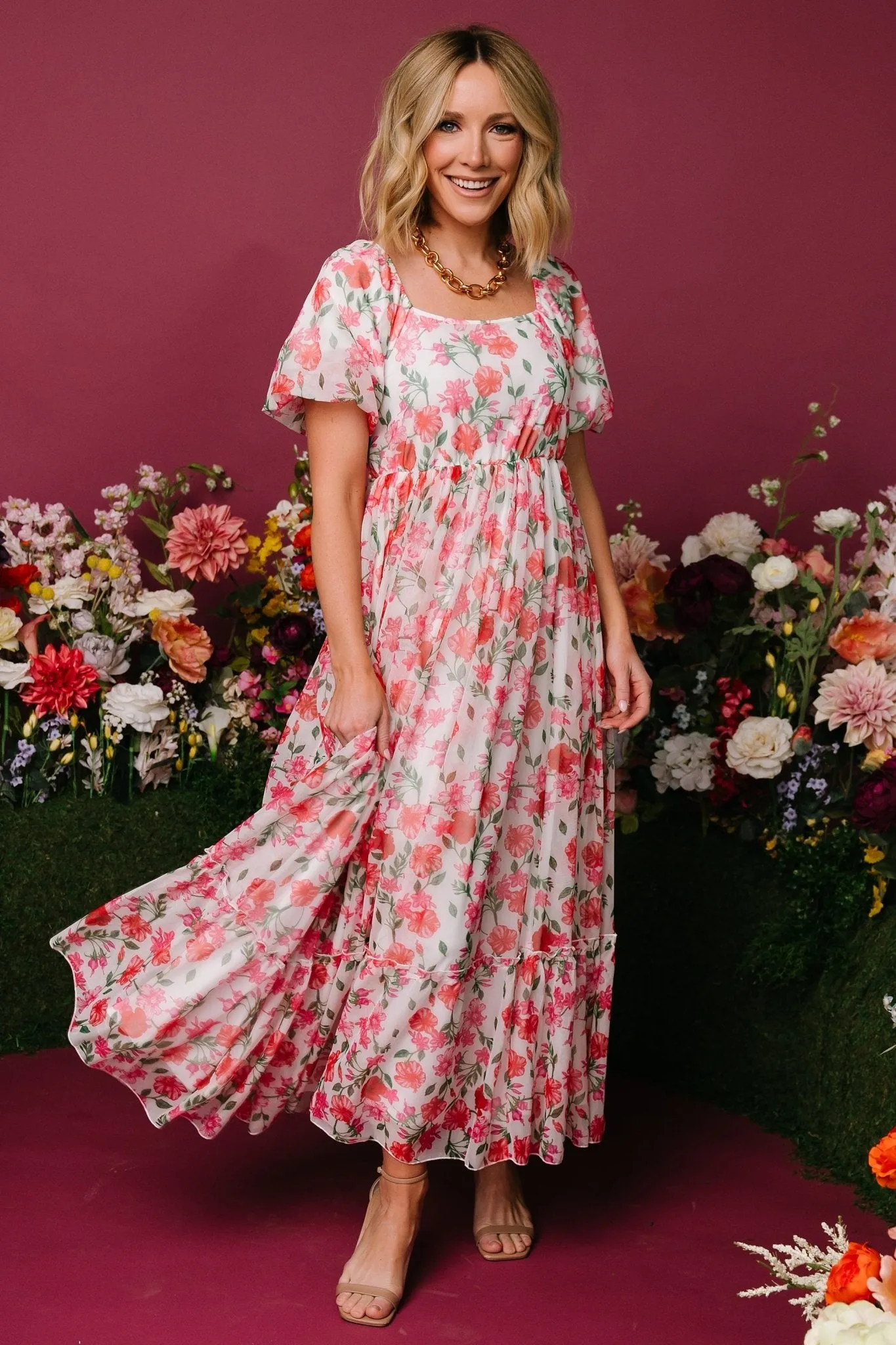 Margo Maxi Dress | Pink Multi Floral sold by Baltic Born