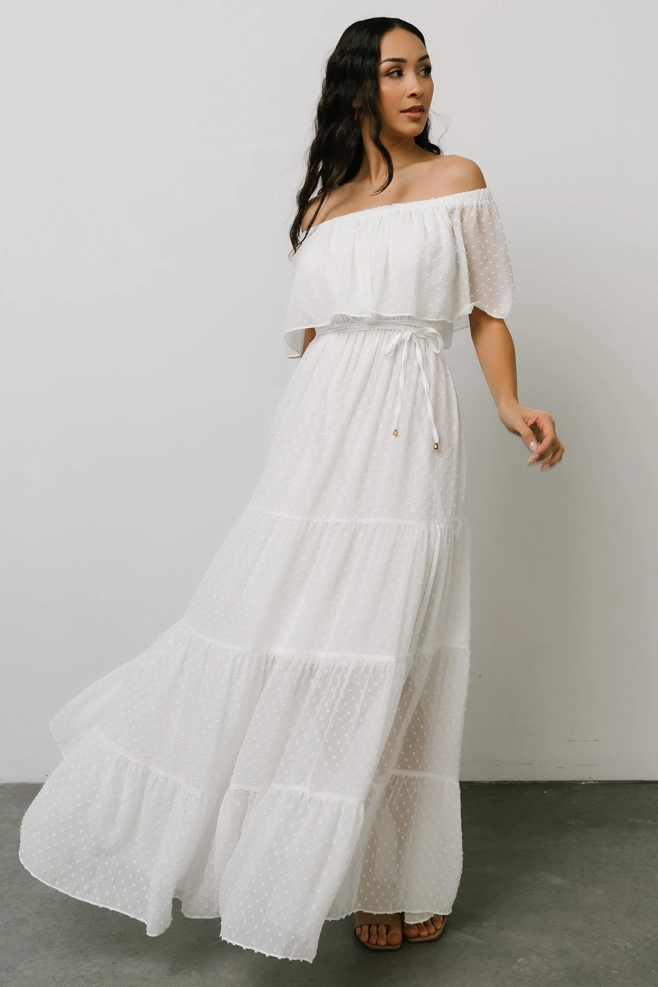 Swiss Dot Maxi Dress | White sold by Baltic Born product image thumbnail 5