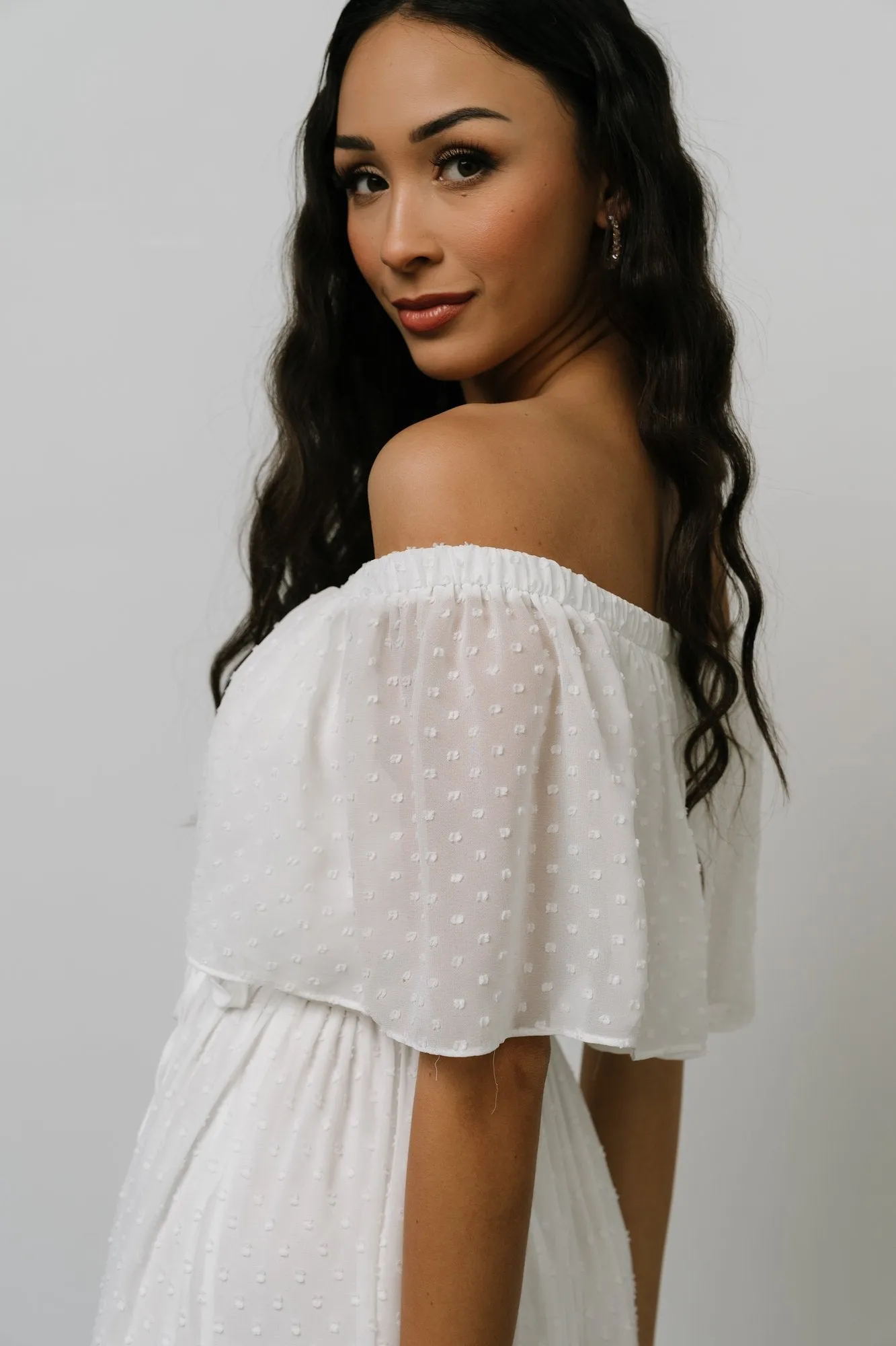 Swiss Dot Maxi Dress | White sold by Baltic Born product image thumbnail 4