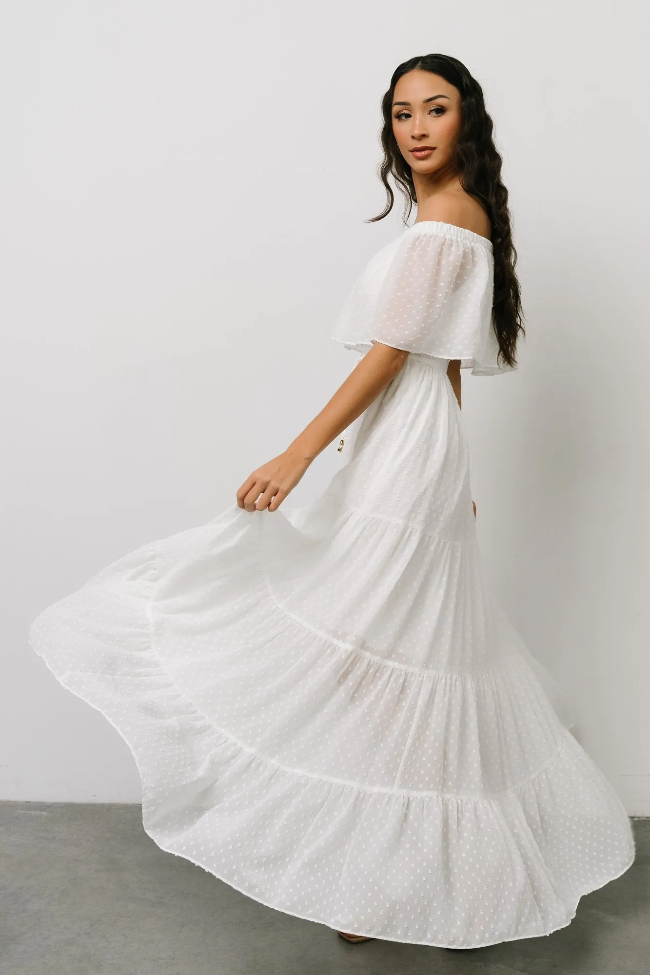 Swiss Dot Maxi Dress | White sold by Baltic Born product image thumbnail 3