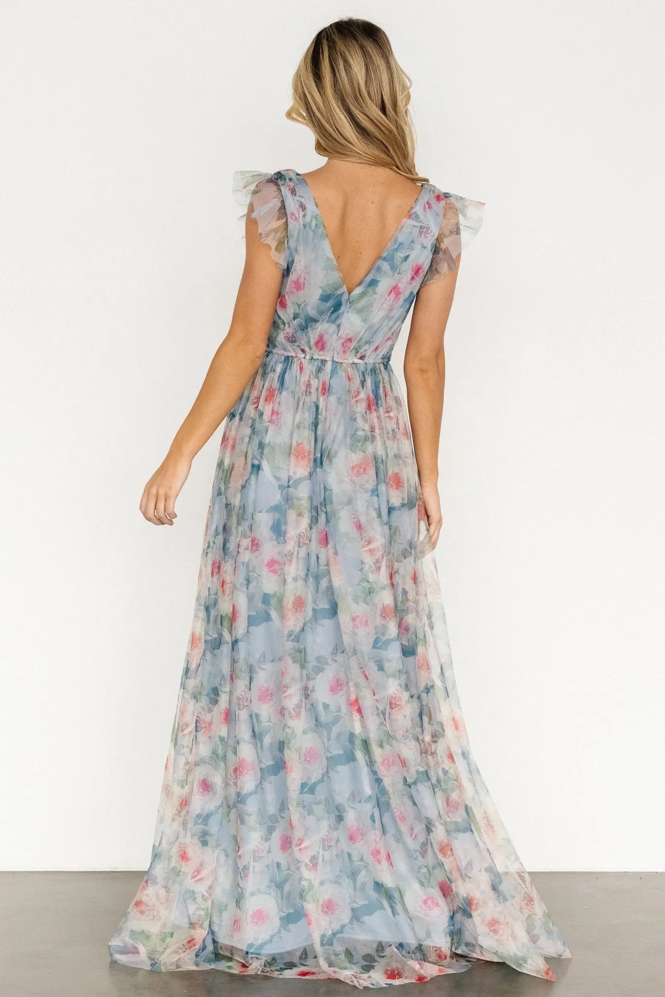 Carmine Maxi Dress | Dusty Blue Floral sold by Baltic Born product image thumbnail 4