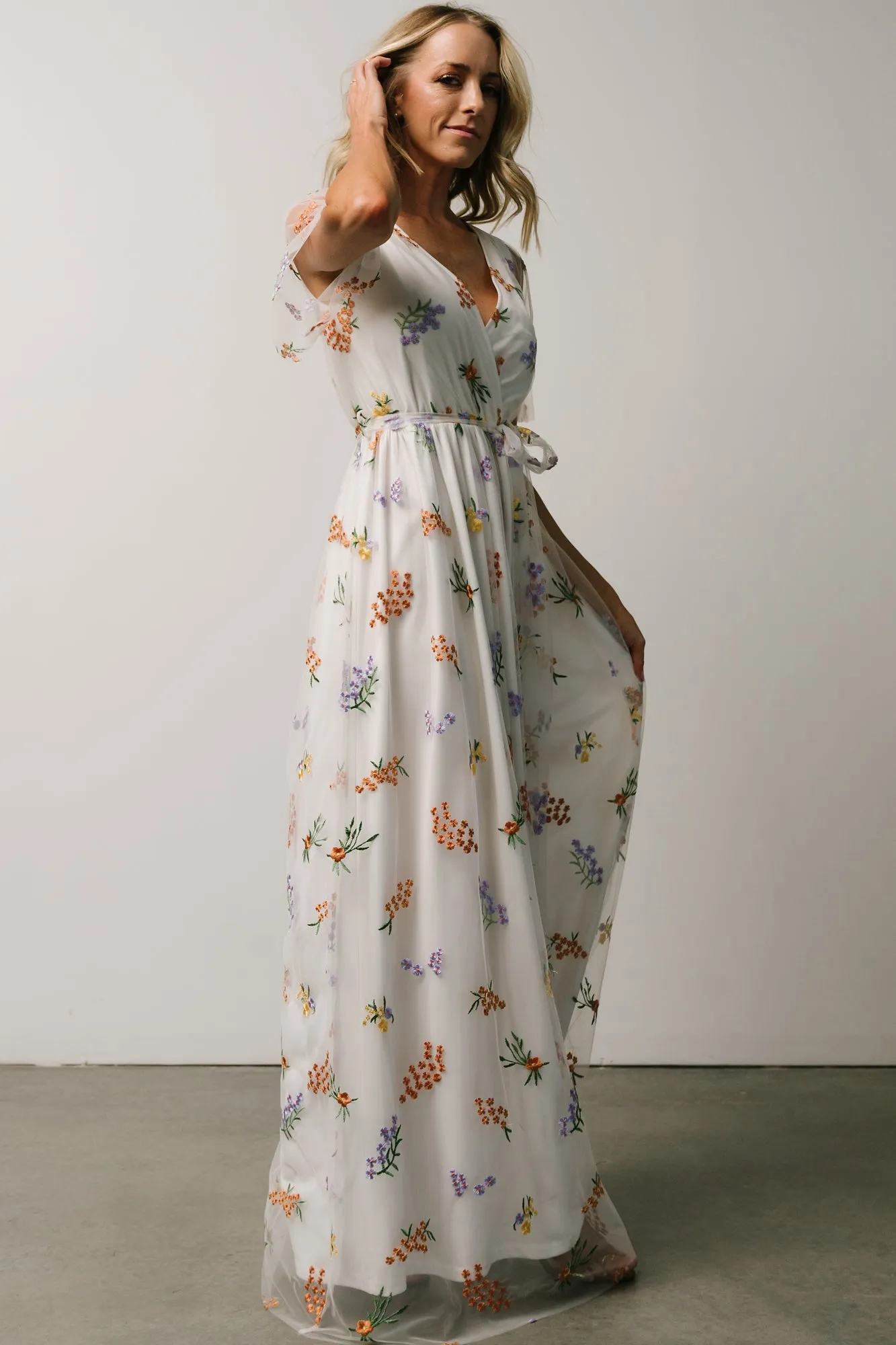 Marseille Embossed Maxi Dress | Meadow Floral sold by Baltic Born product image thumbnail 4