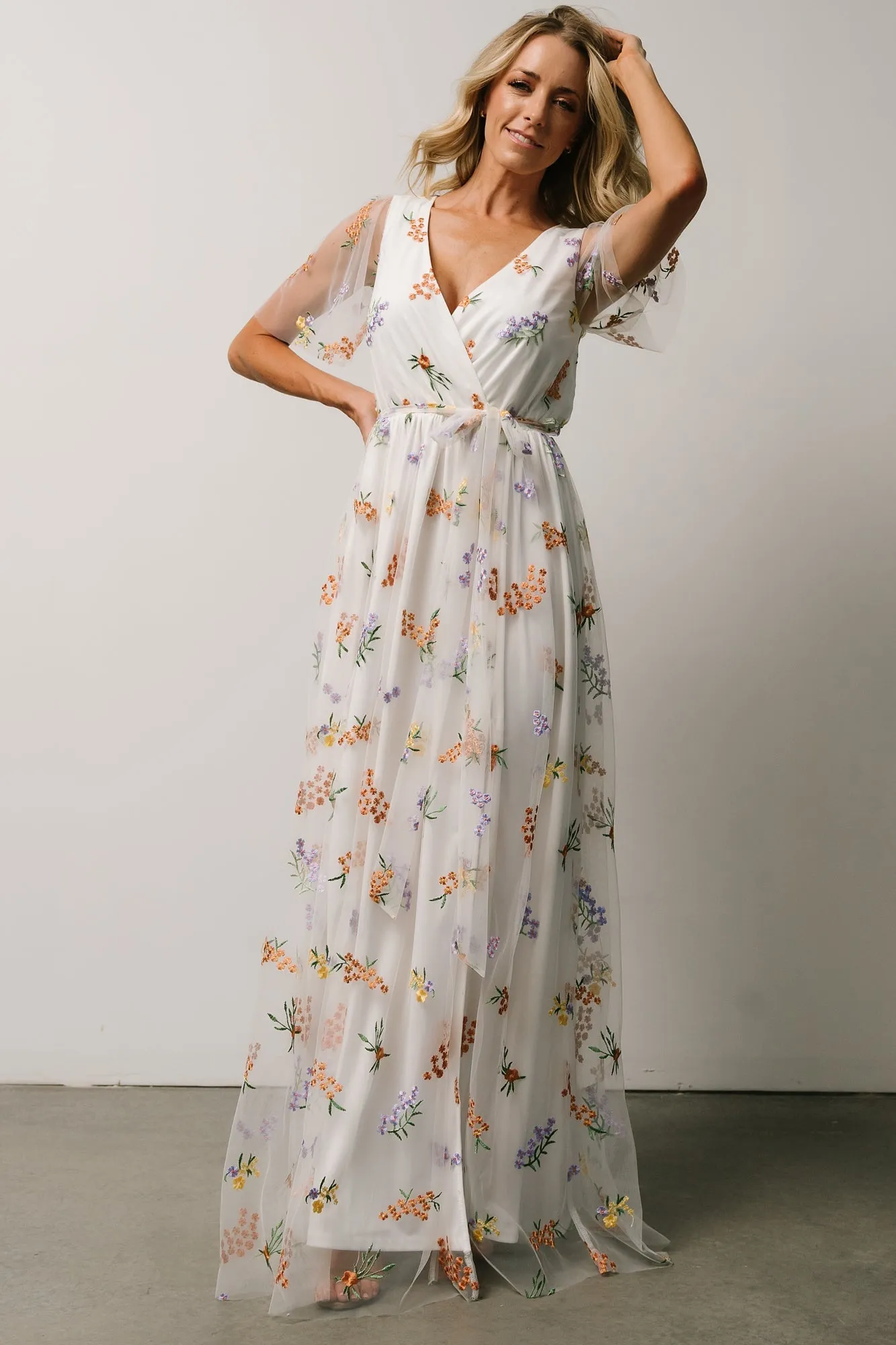 Marseille Embossed Maxi Dress | Meadow Floral sold by Baltic Born product image thumbnail 5
