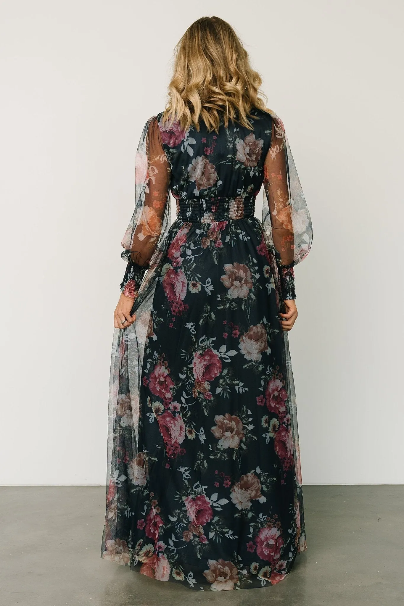 Layla Tulle Maxi Dress | Garden Navy Floral sold by Baltic Born product image thumbnail 4