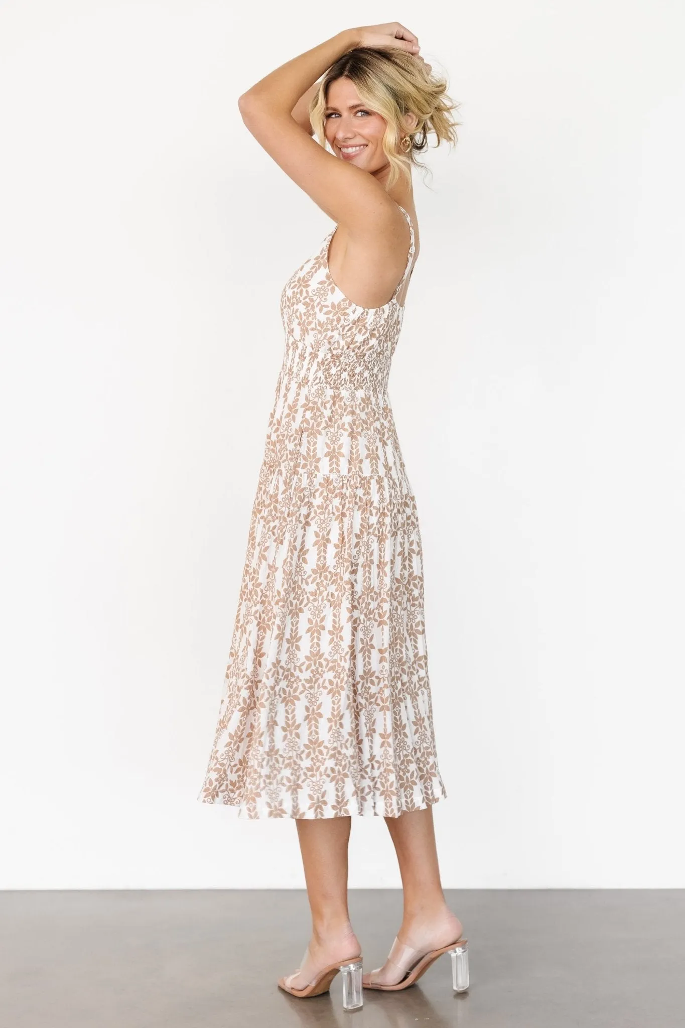 Thebes Tank Midi Dress | Taupe Print sold by Baltic Born product image thumbnail 3